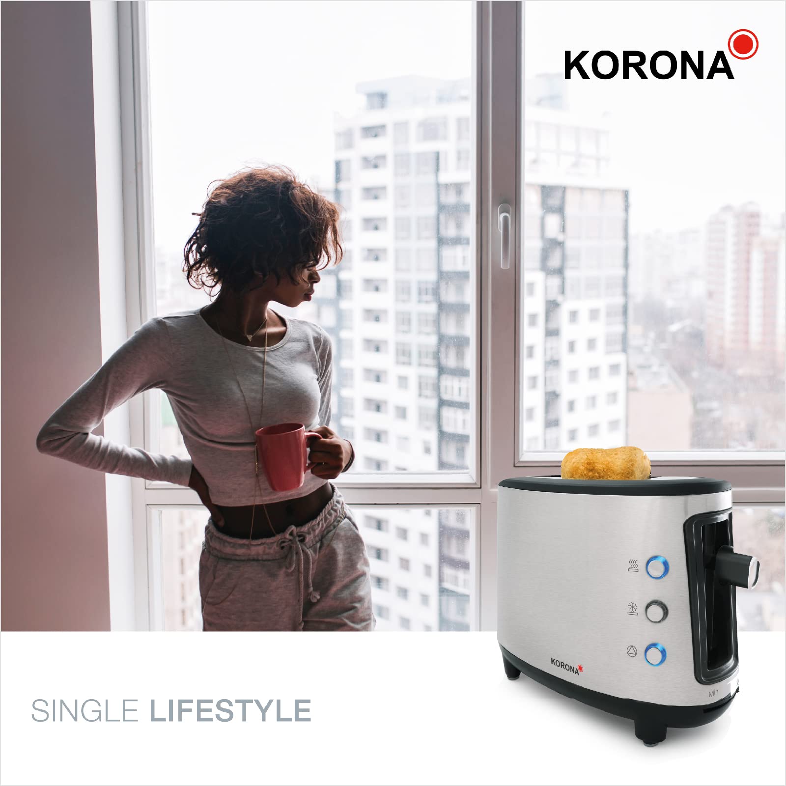 Korona 21304 Tostapane Singolo 1 Fetta Inox 550W