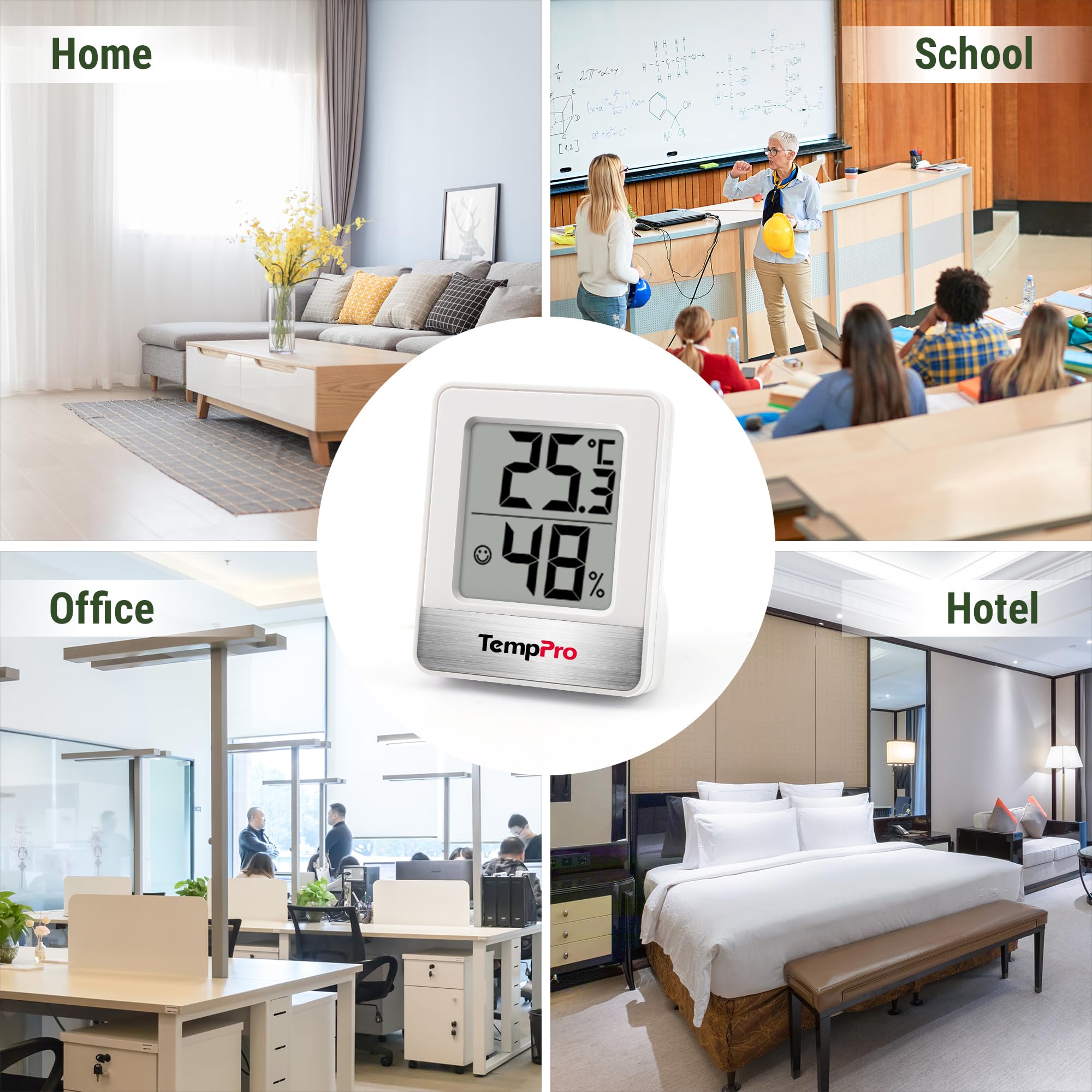 TempPro TP49 termoigrometro digitale bianco sensore comfort