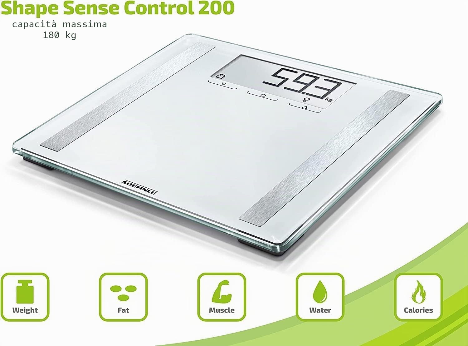Soehnle Shape Sense Control 200 Bilancia Pesapersone Vetro