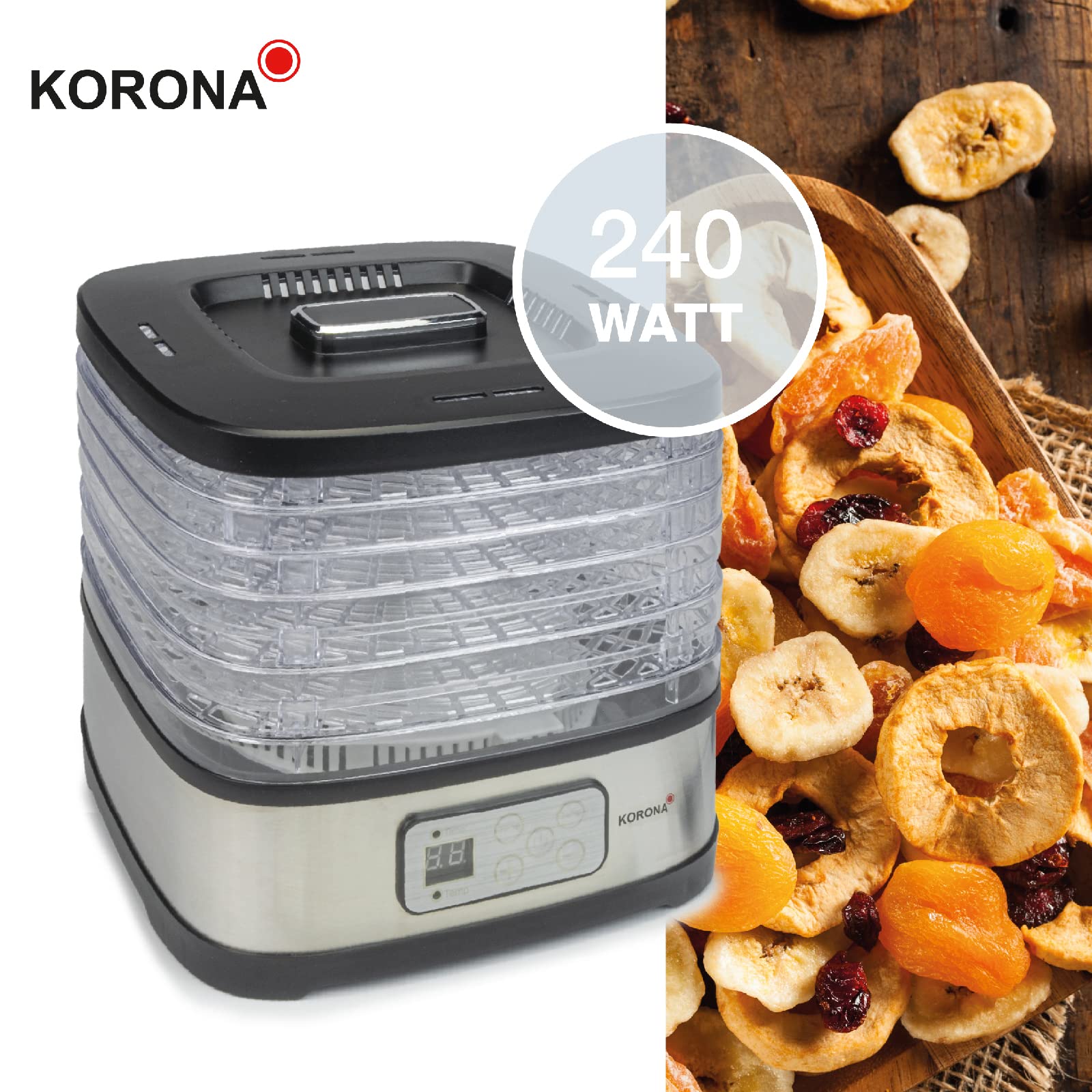 Korona 57011 Essiccatore Alimenti 5 Ripiani 35-70°C Timer