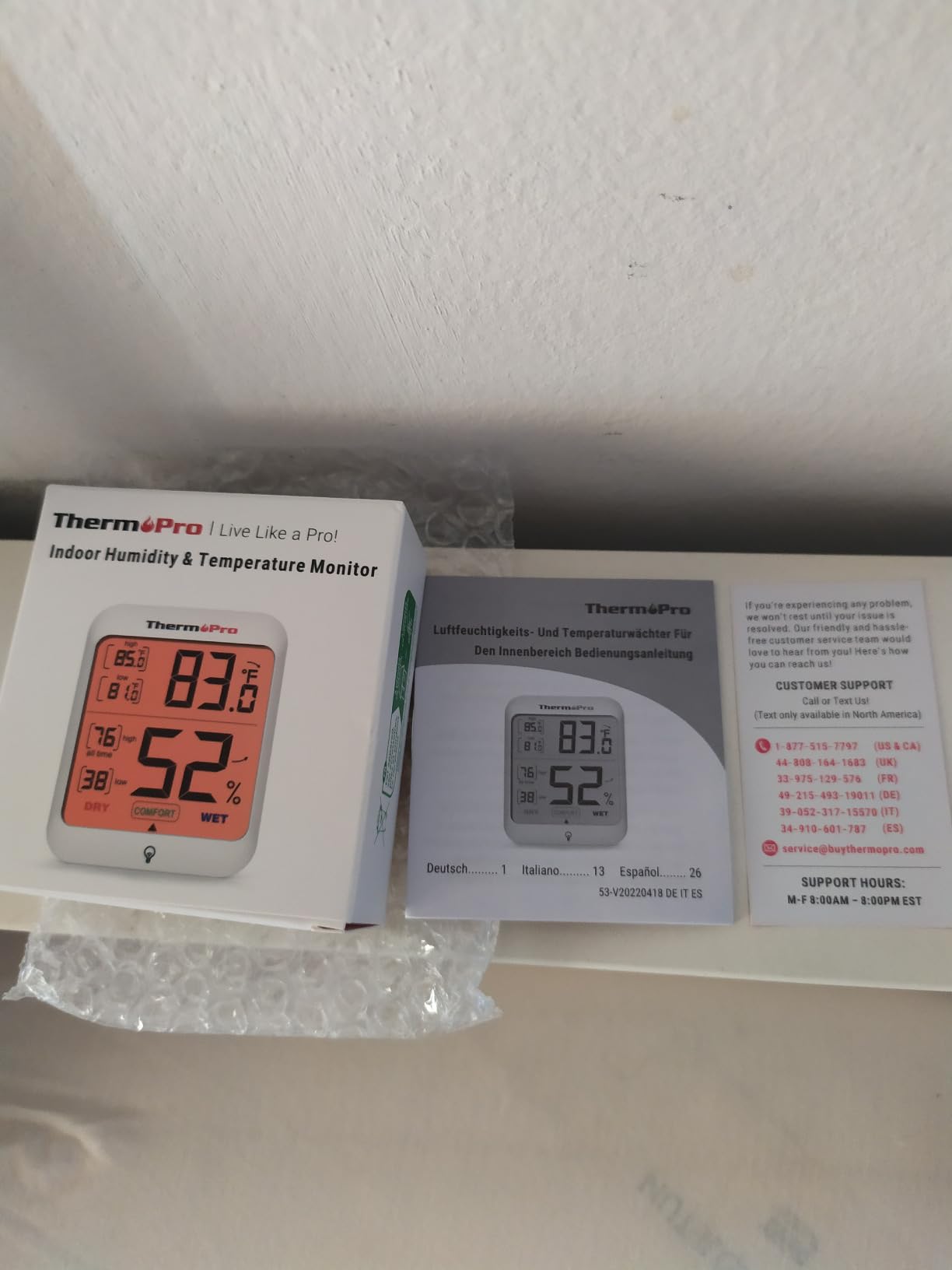 ThermoPro TP53 Termoigrometro Interno Retroilluminato