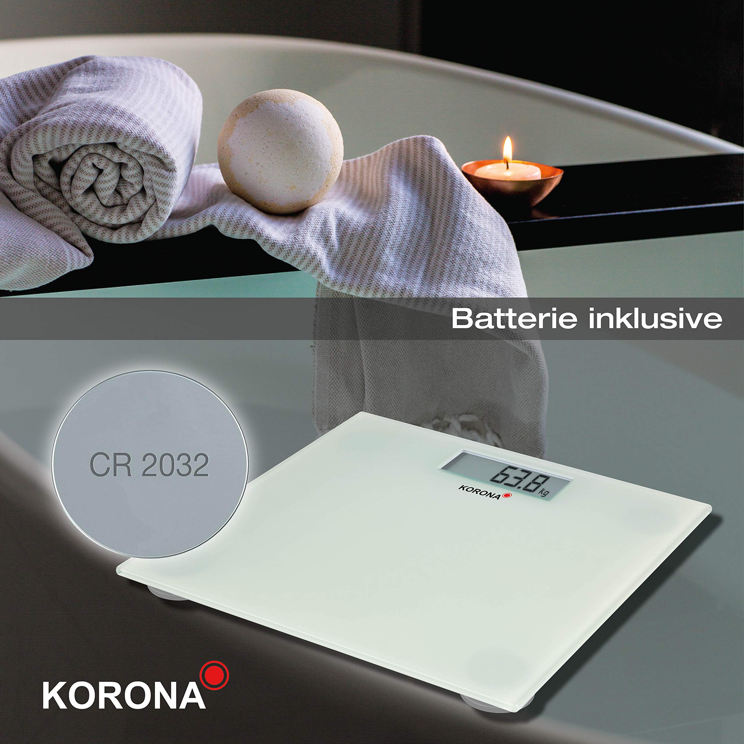 Korona Mira 74750 bilancia pesapersone vetro bianca 180 kg