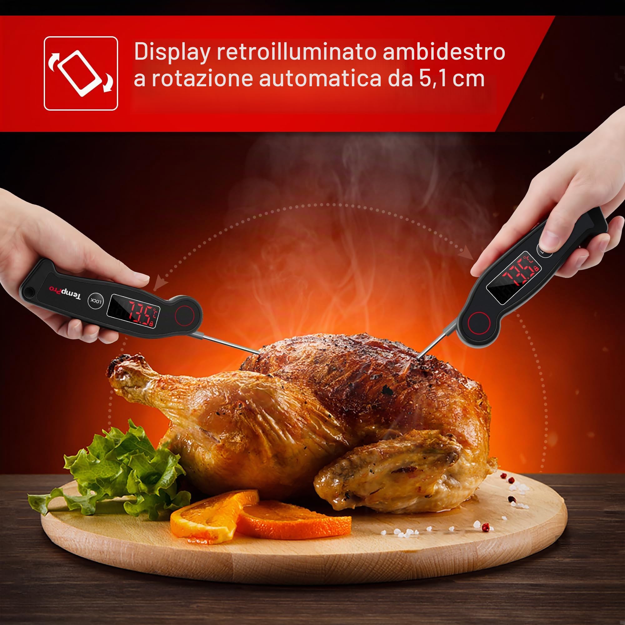 ThermoPro TP19B Termometro Istantaneo Nero Grigio
