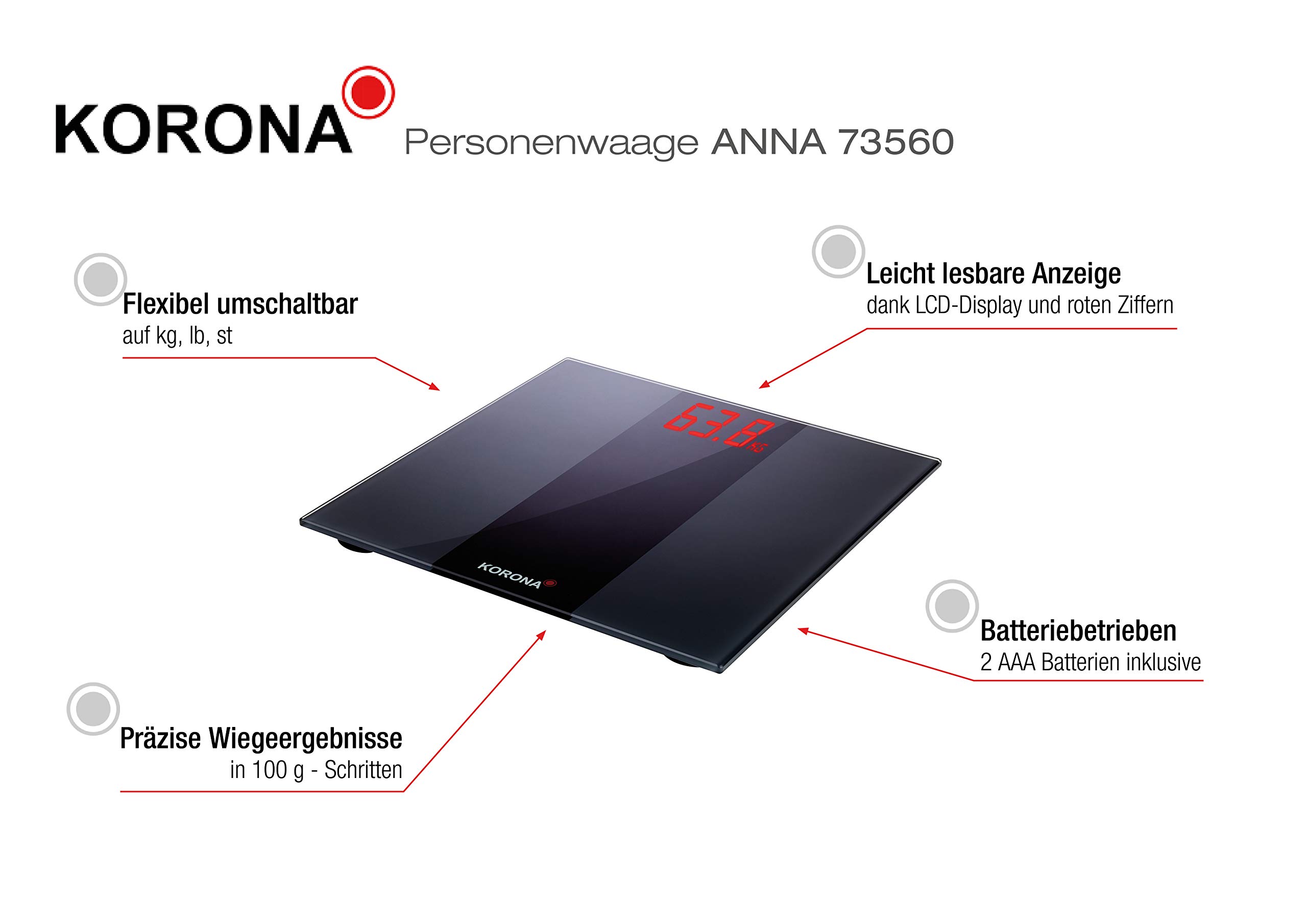 Korona Anna 73560 bilancia pesapersone 180 kg digitale