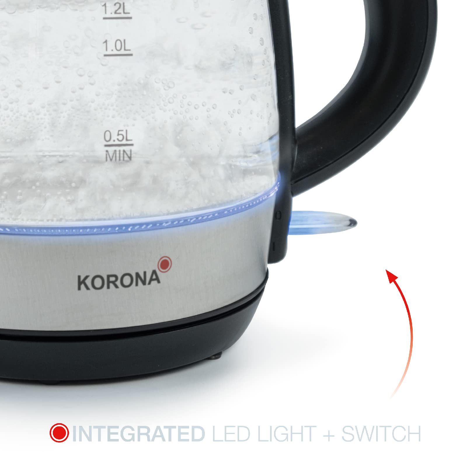 Korona 20608 Bollitore Vetro 1,2 L LED Blu