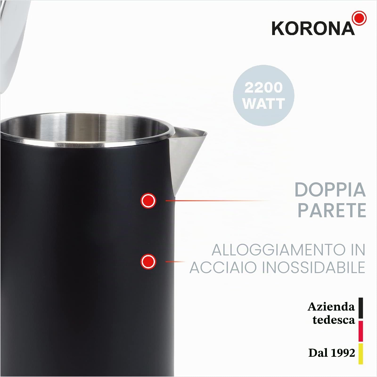 Korona 20119 Bollitore Doppia Parete 1 L Cool Touch