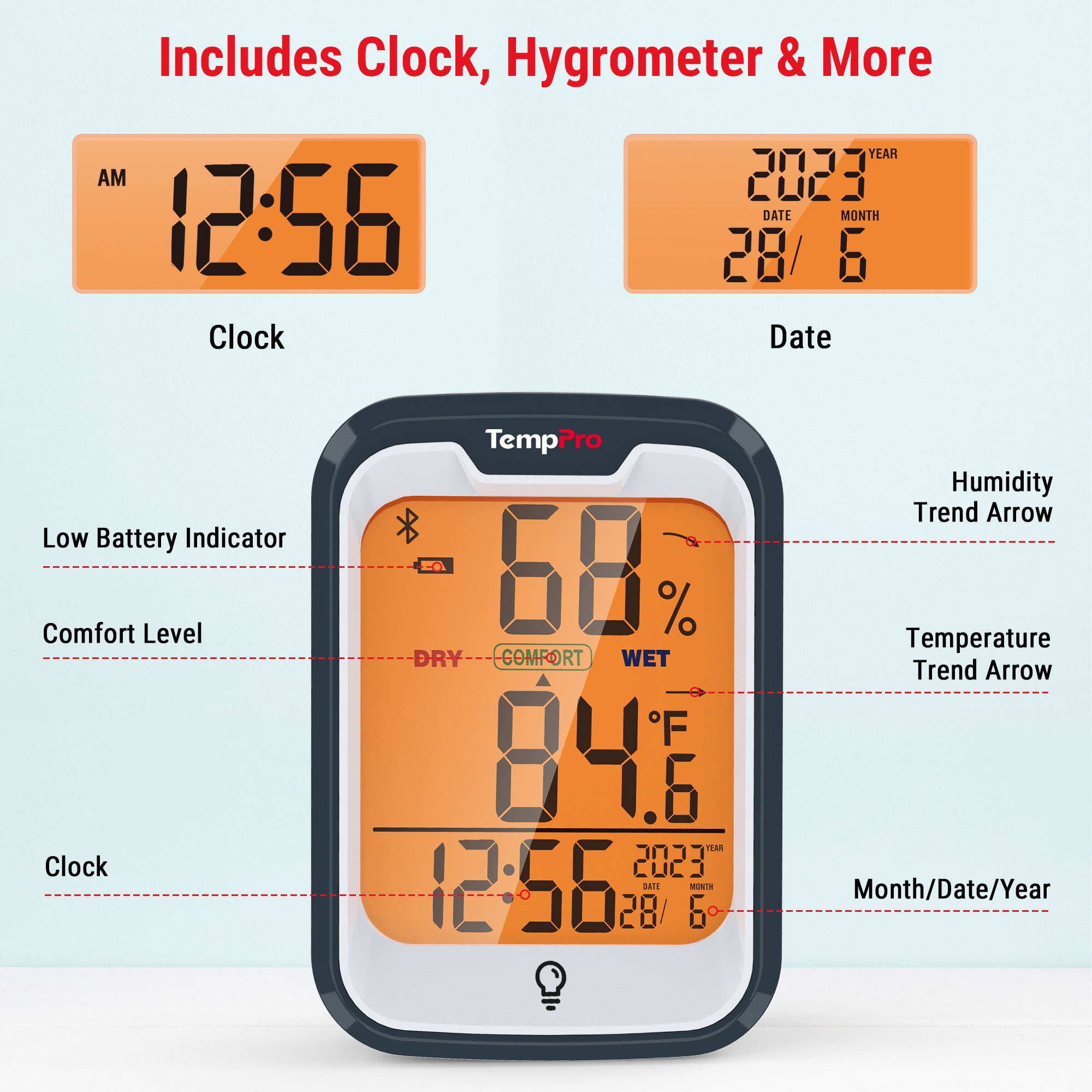TempPro TP358W Termoigrometro Bluetooth da Interni