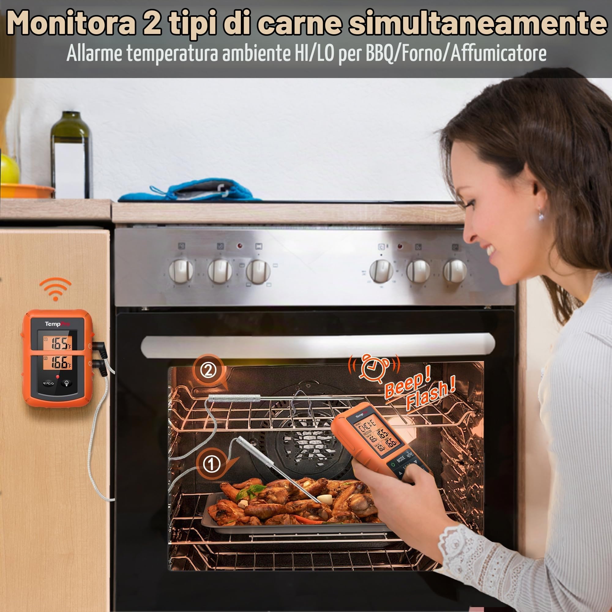 ThermoPro TP20C termometro carne wireless arancia 150 m