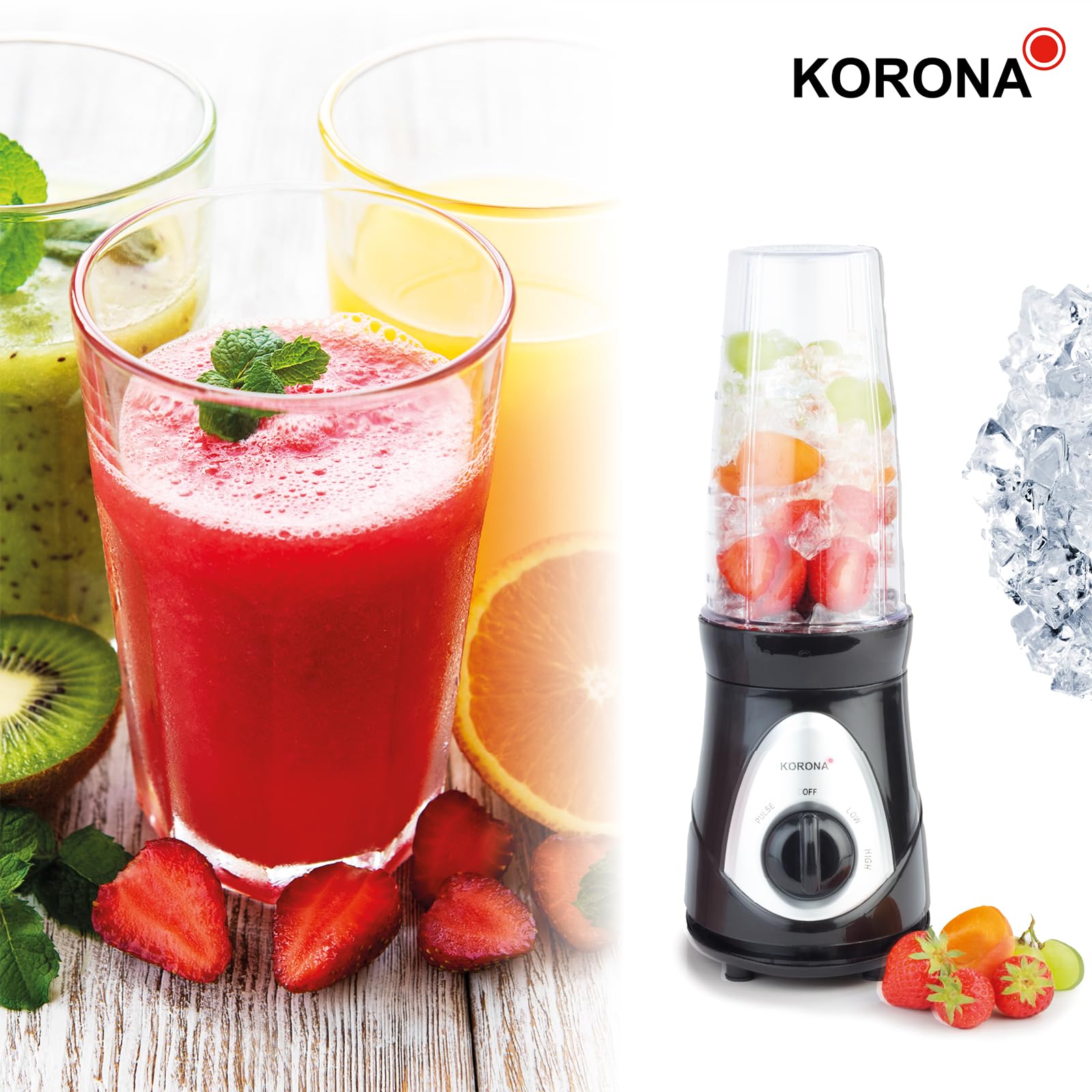 Korona 24200 Smoothie Maker Frullatore Rosso 2x750 ml 300W