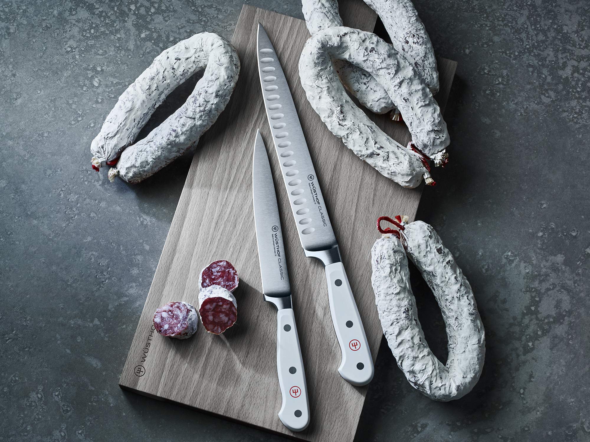 Wüsthof Classic White coltello prosciutto 23 cm alveolato