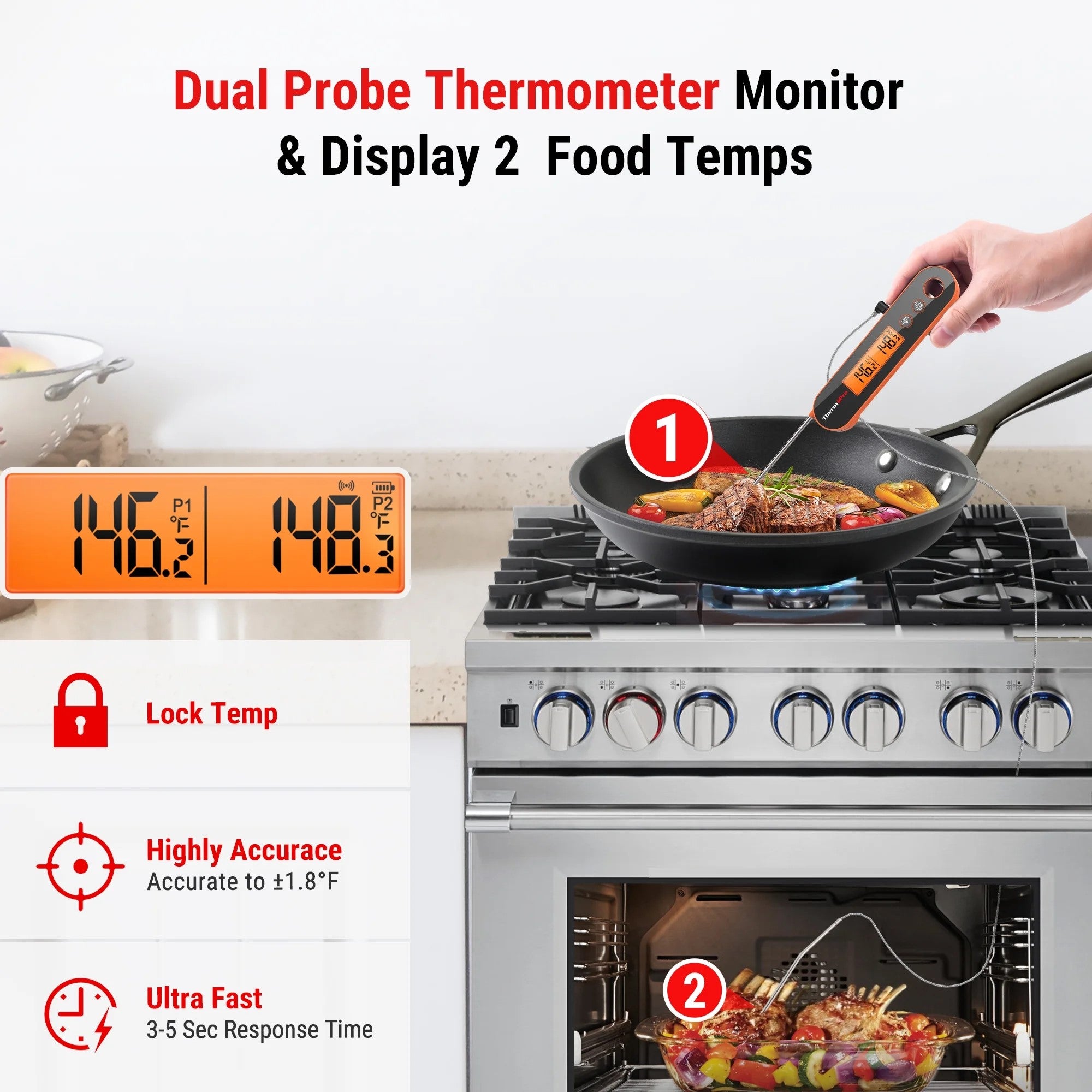 TempPro TP610W Termometro Carne Sonda Forno Istantaneo
