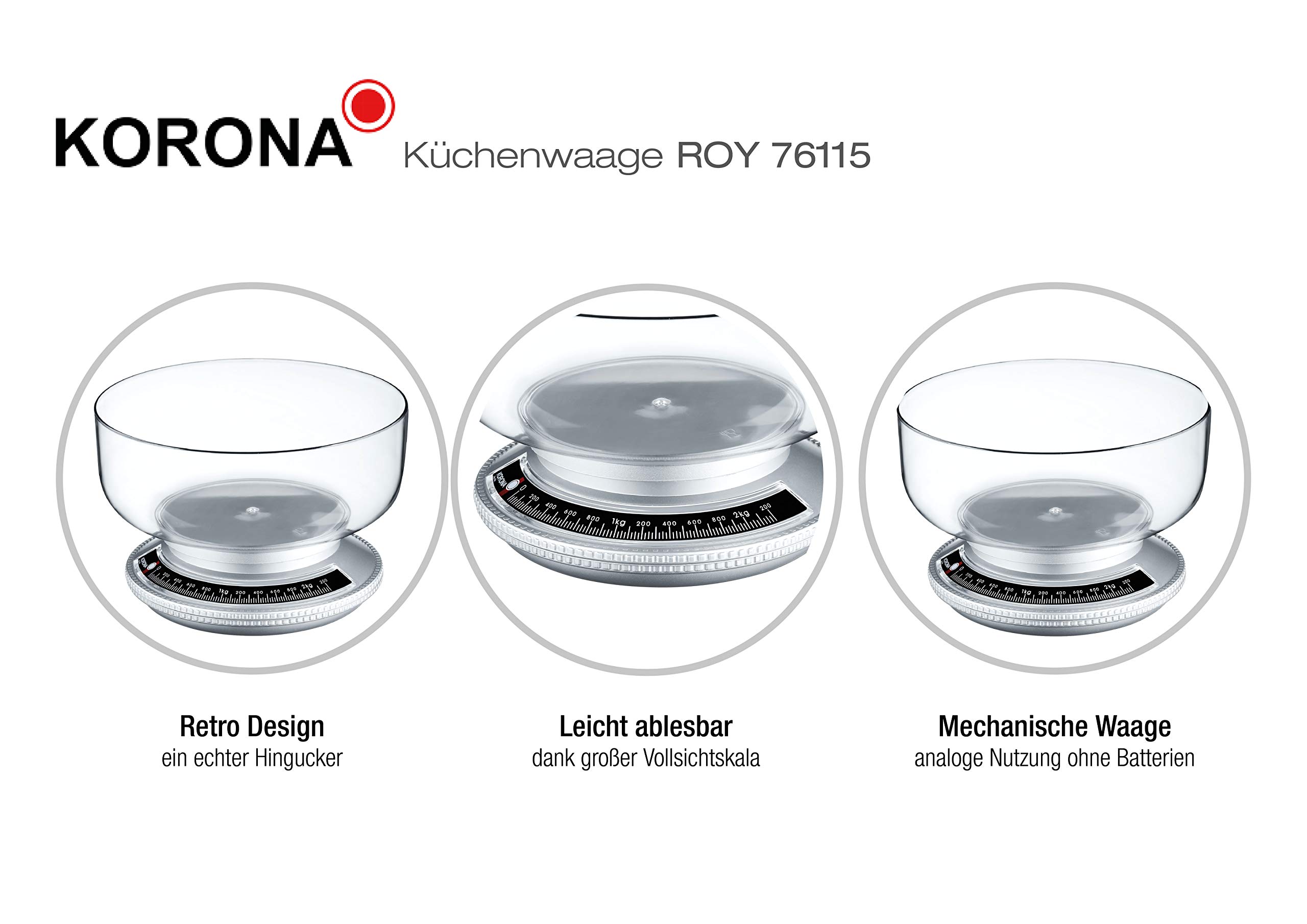 Korona Roy Bilancia Cucina Meccanica Argento Tara