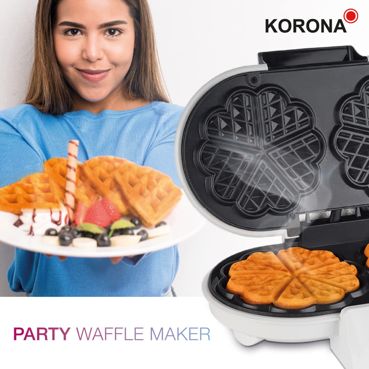 Korona 41020 Piastra Waffle Doppia 1200W 5 Livelli