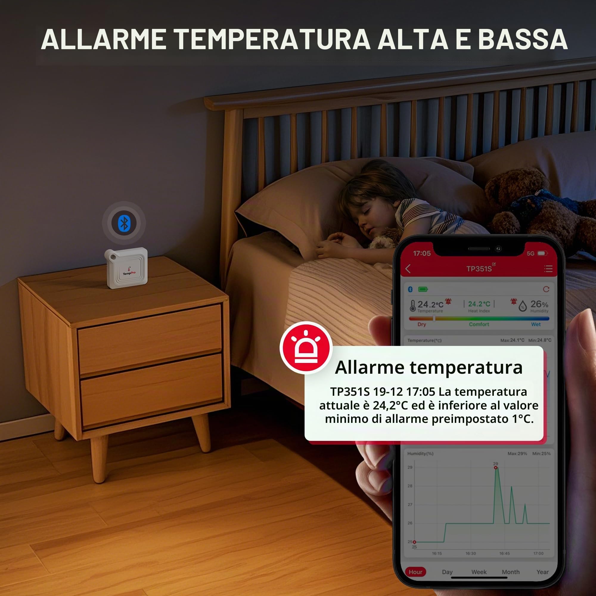 TempPro TP351 termoigrometro bluetooth 1 pezzo 80 m