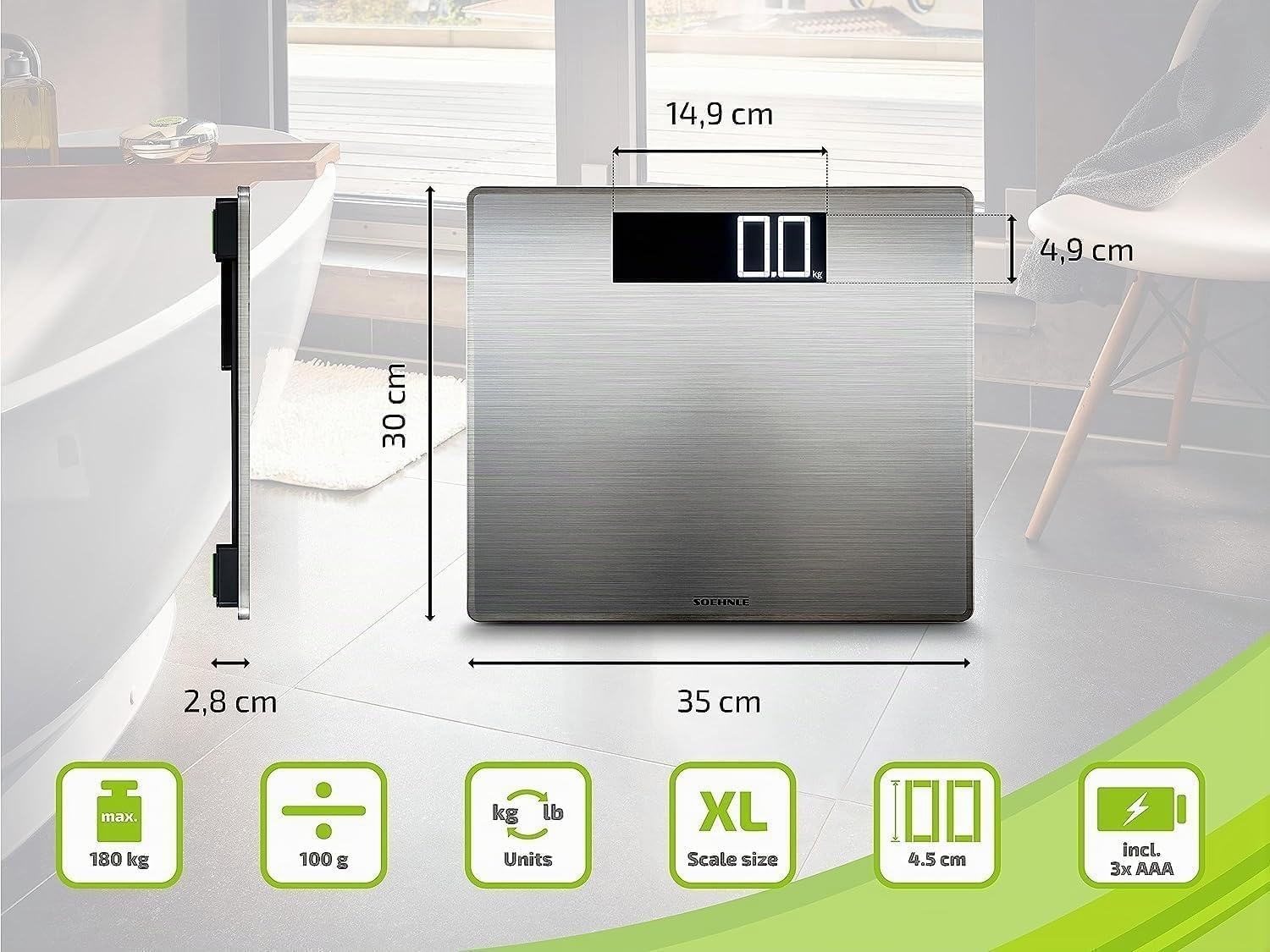 Soehnle Style Sense Safe 300 bilancia bagno 180 kg inox