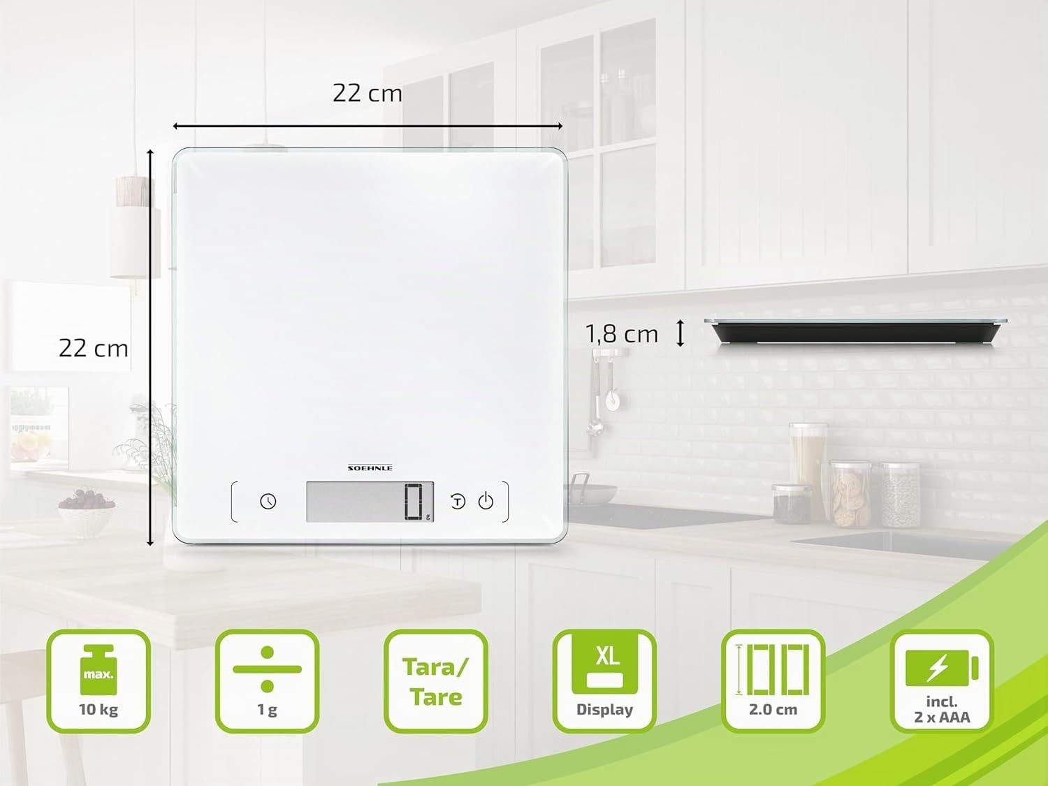 Soehnle Page Comfort 400 Bilancia Cucina 10 kg Display XL