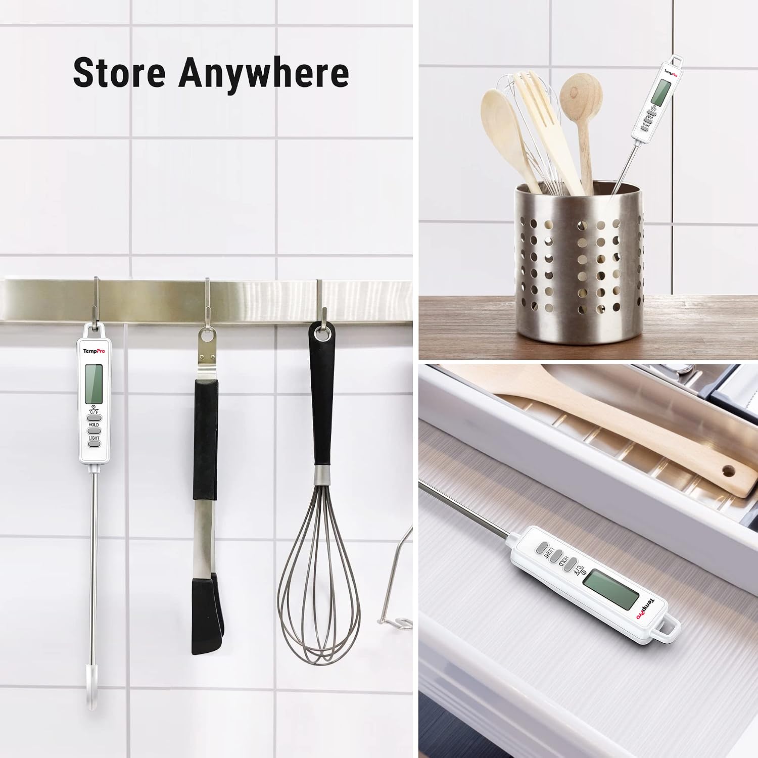 TempPro TP01 Termometro Carne Digitale Bianco Sonda Lunga