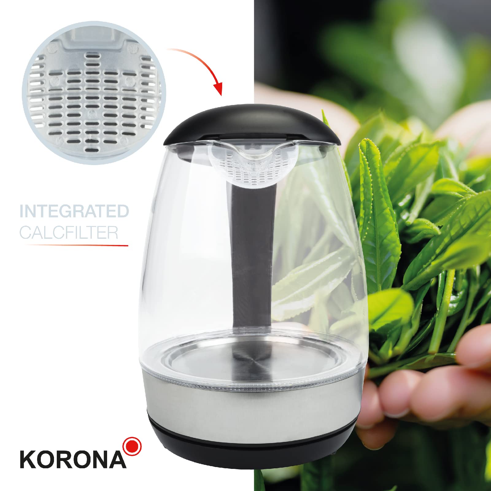 Korona 20608 Bollitore Vetro 1,2 L LED Blu