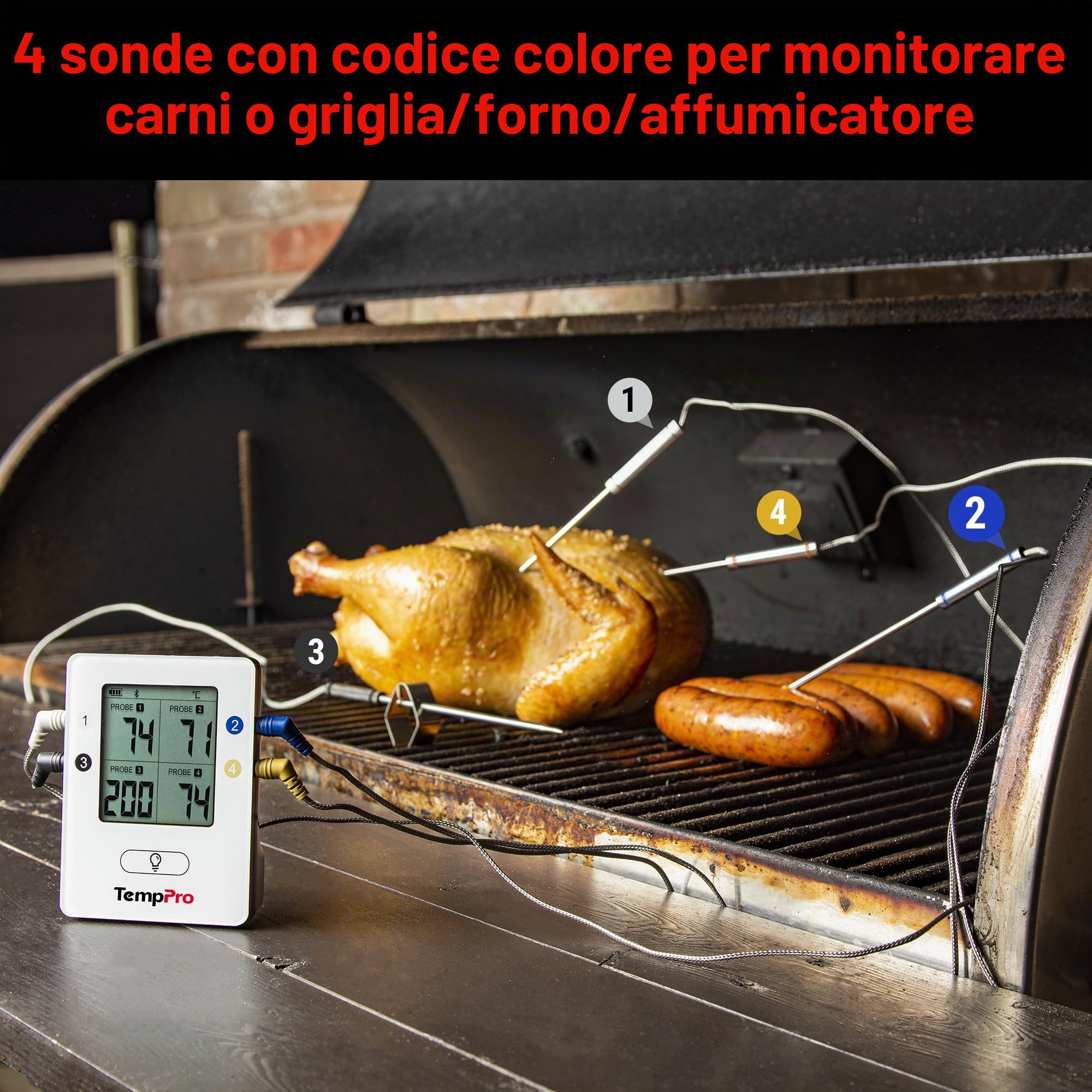 ThermoPro TP25 Termometro Carne Bluetooth 4 Sonde