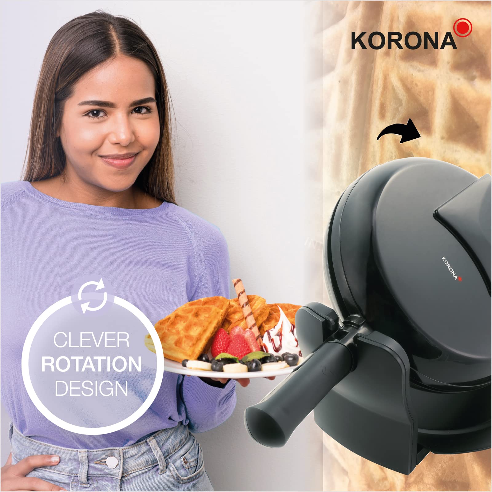 Korona 41004 piastra waffle rotante belgi 180°