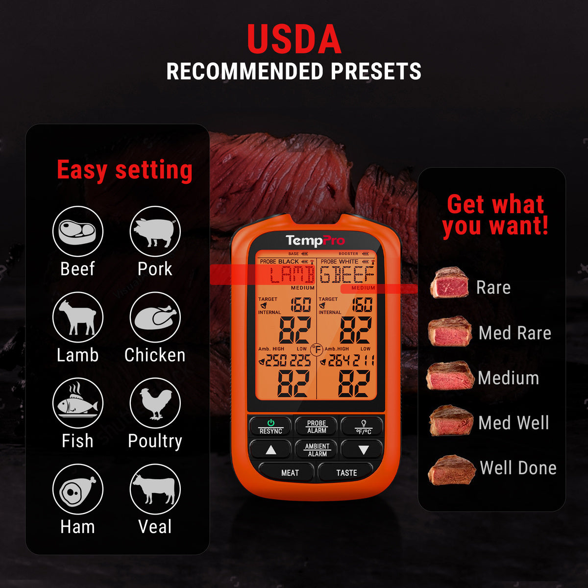 TempPro TempSpike XR TP862B termometro carne wireless 2 sonde