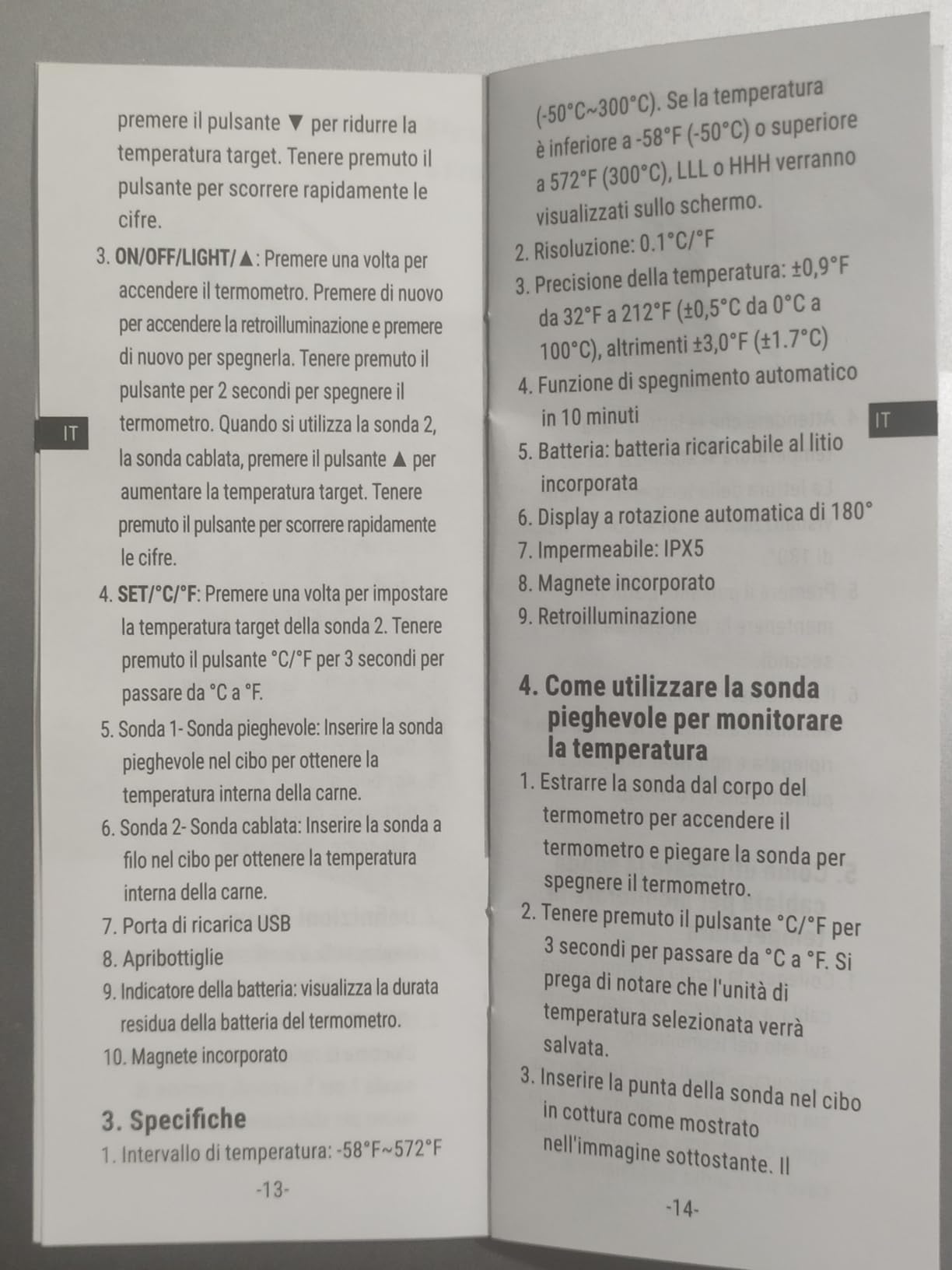 ThermoPro TP610 termometro cucina istantaneo ricaricabile