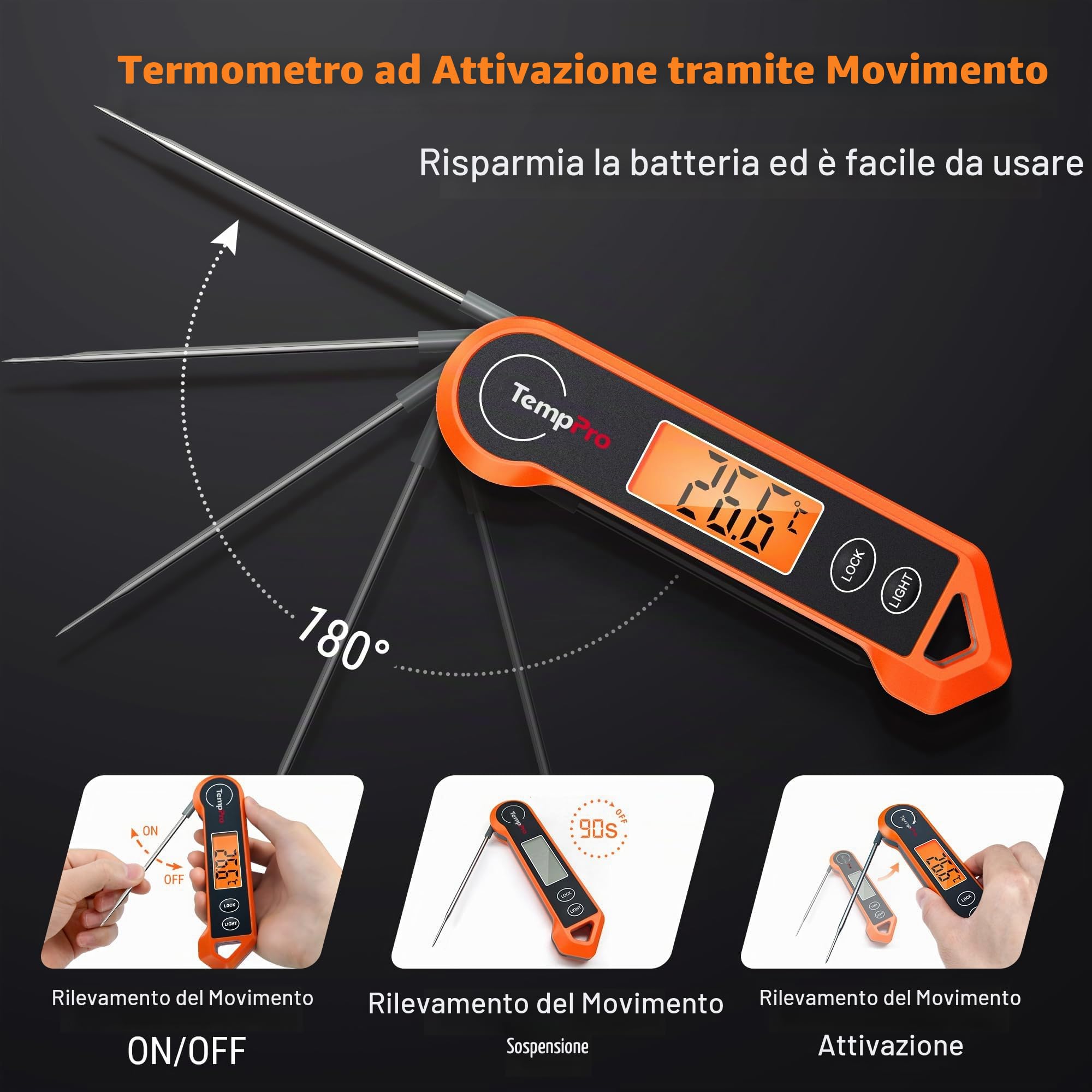 ThermoPro TP19H Termometro Carne Arancione Lettura 1 Secondo