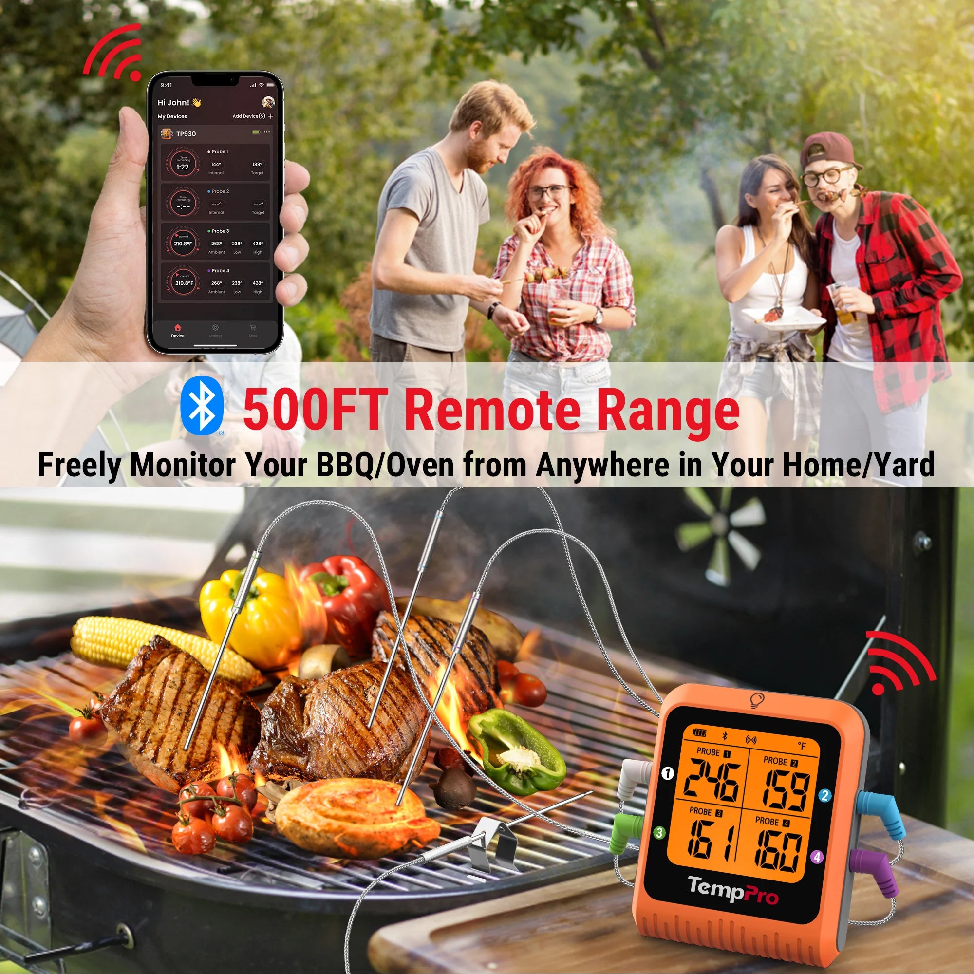 TempPro TempSync Pro TP930 Termometro Carne Wireless 4 Sonde