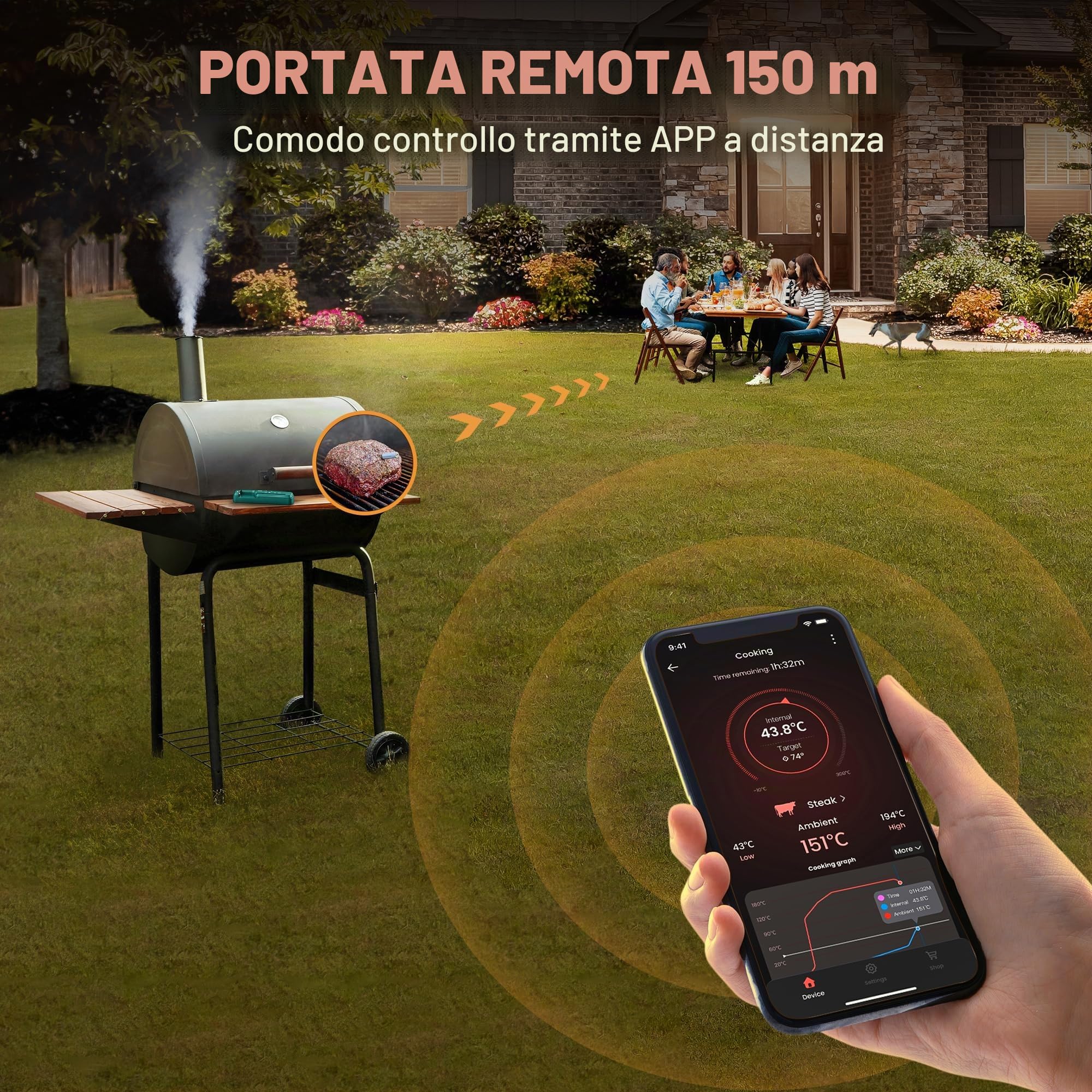 TempPro TempSpike TP961 Termometro Carne Wireless Nero BT