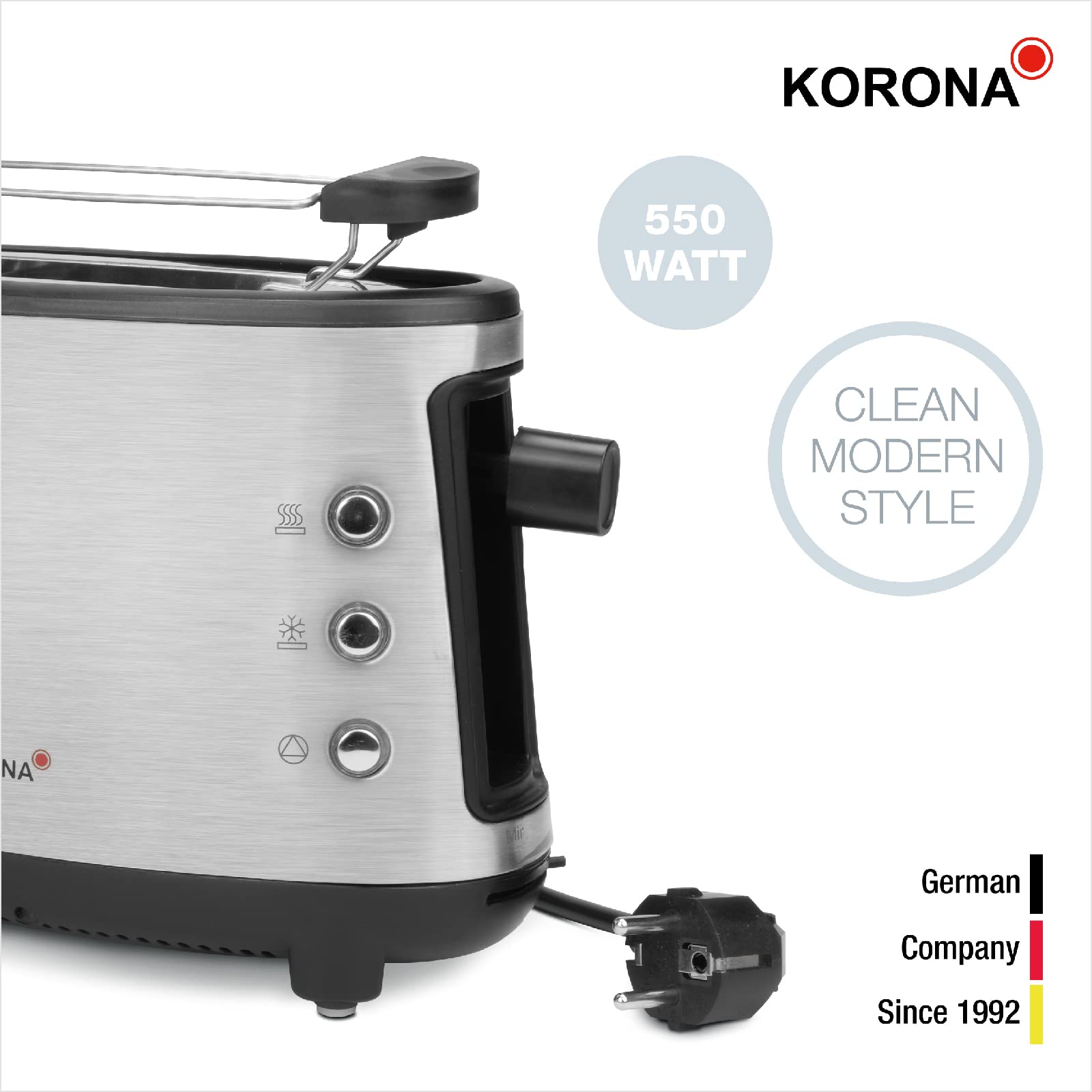 Korona 21304 Tostapane Singolo 1 Fetta Inox 550W