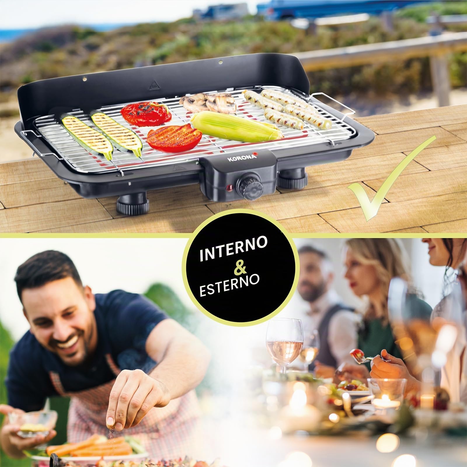 Korona 46117 Barbecue Elettrico Tavolo XXL 2200 W