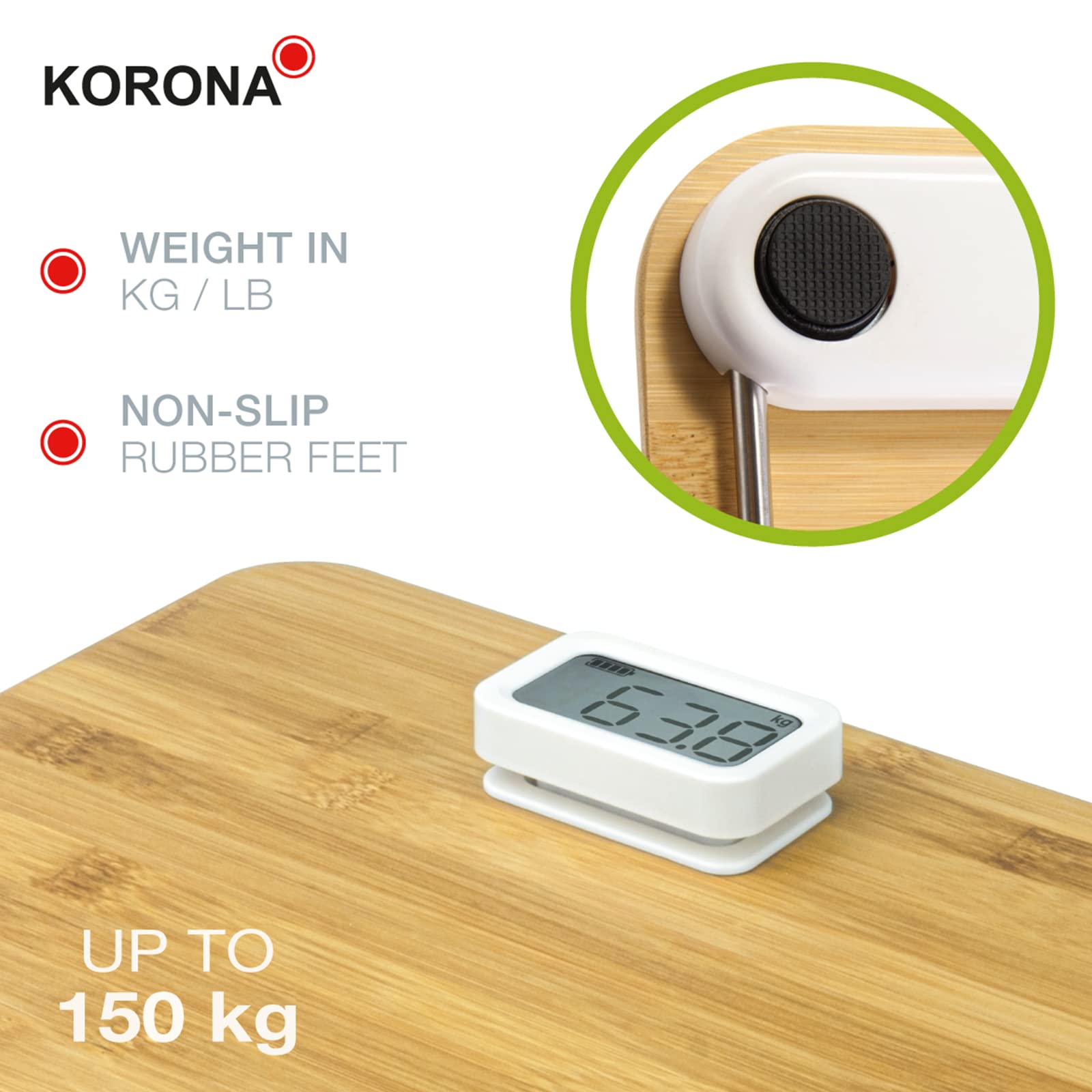 Korona Miriam 73161 bilancia pesapersone bambù 150 kg