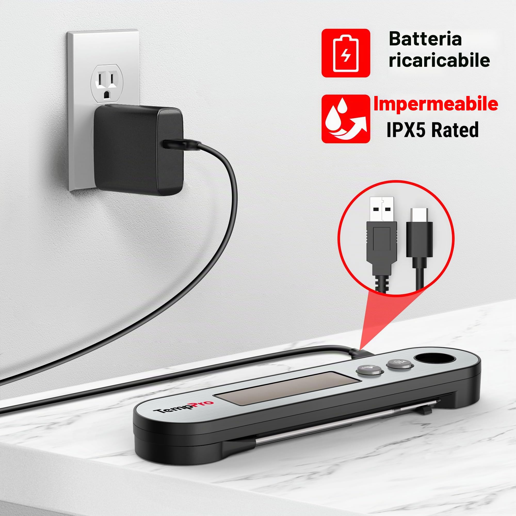 ThermoPro TP610 termometro cucina istantaneo ricaricabile