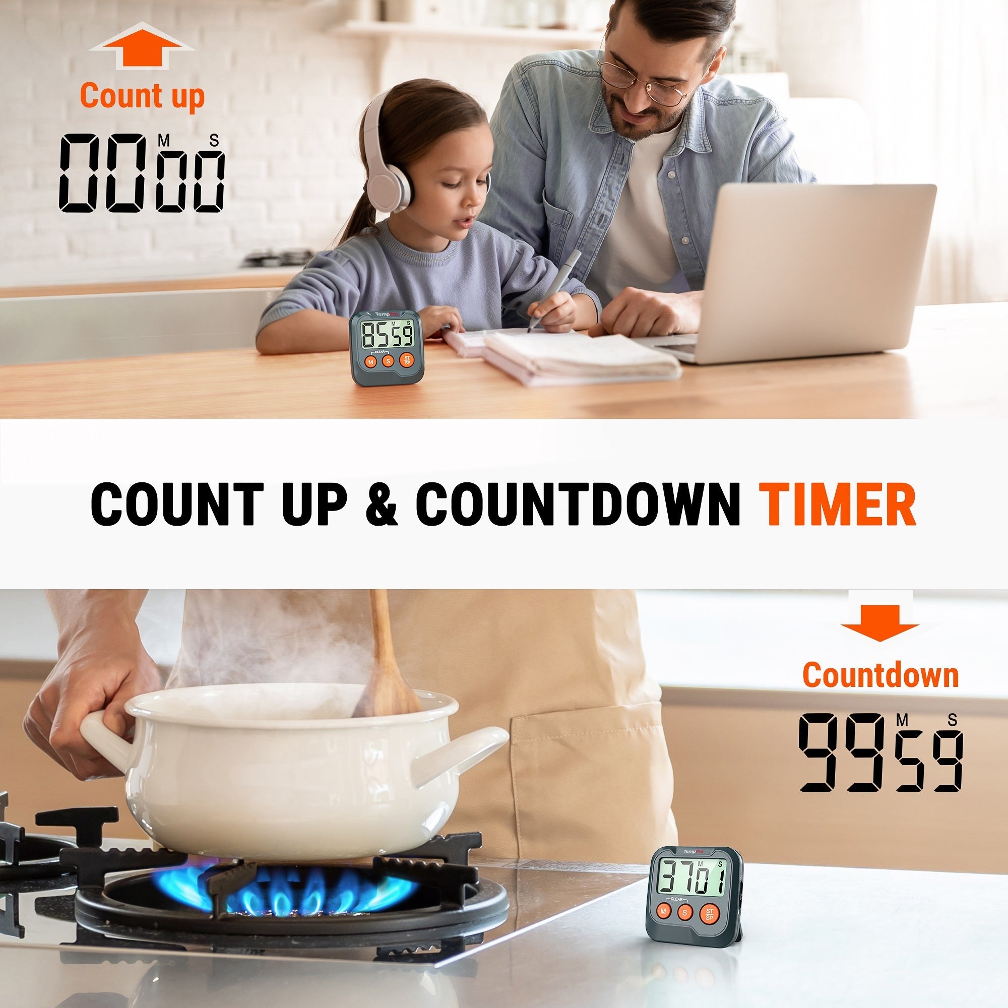 TempPro TM03W Timer Cucina Digitale 2 Pezzi