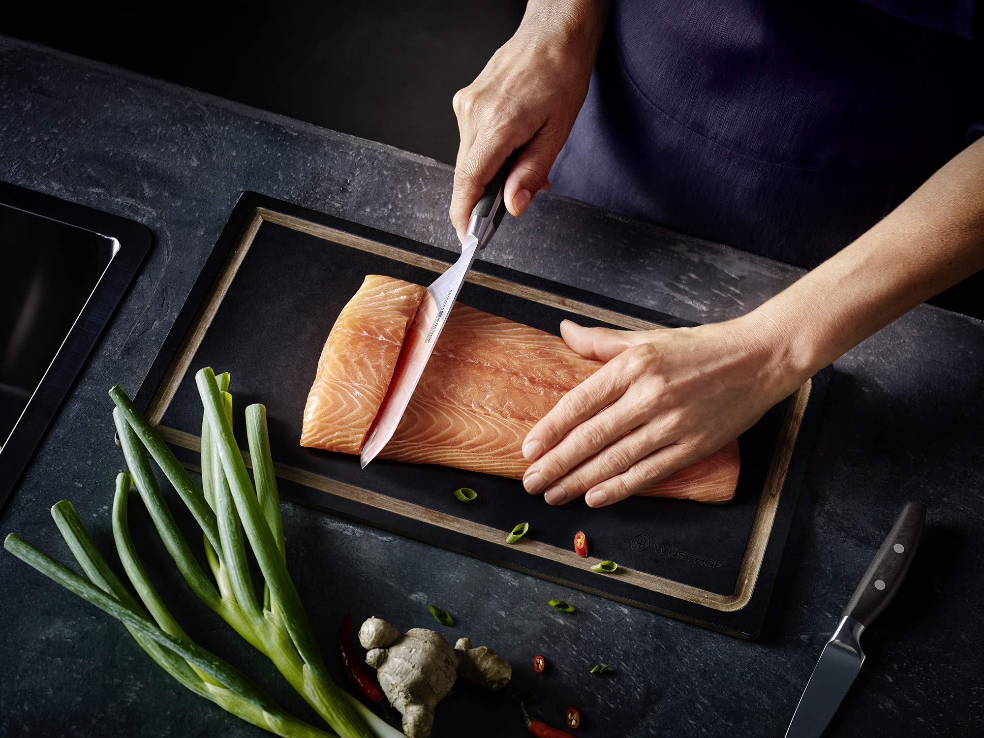 Wusthof Epicure Slate Santoku 17 cm Coltello Alveolato