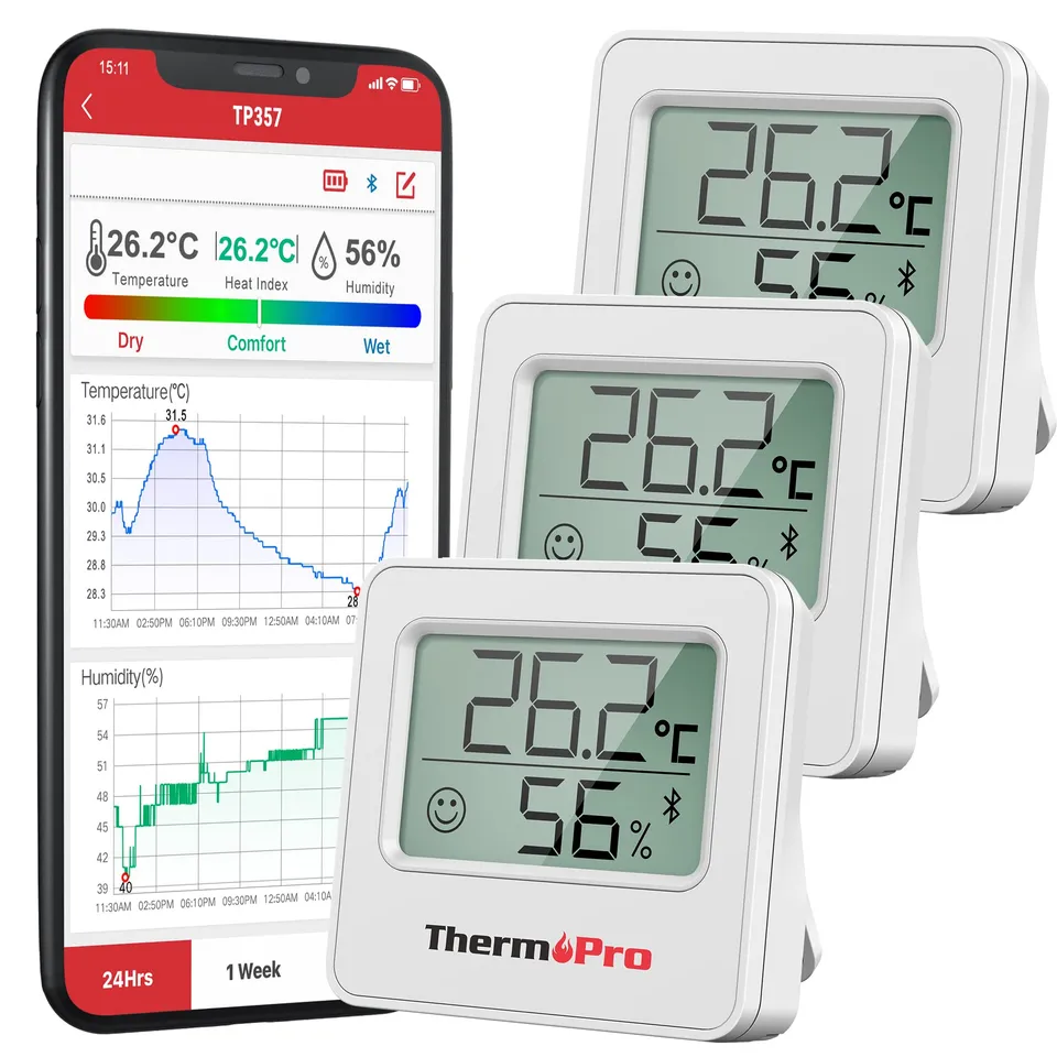 ThermoPro TP357 Termoigrometro Bluetooth 3 Pezzi con App