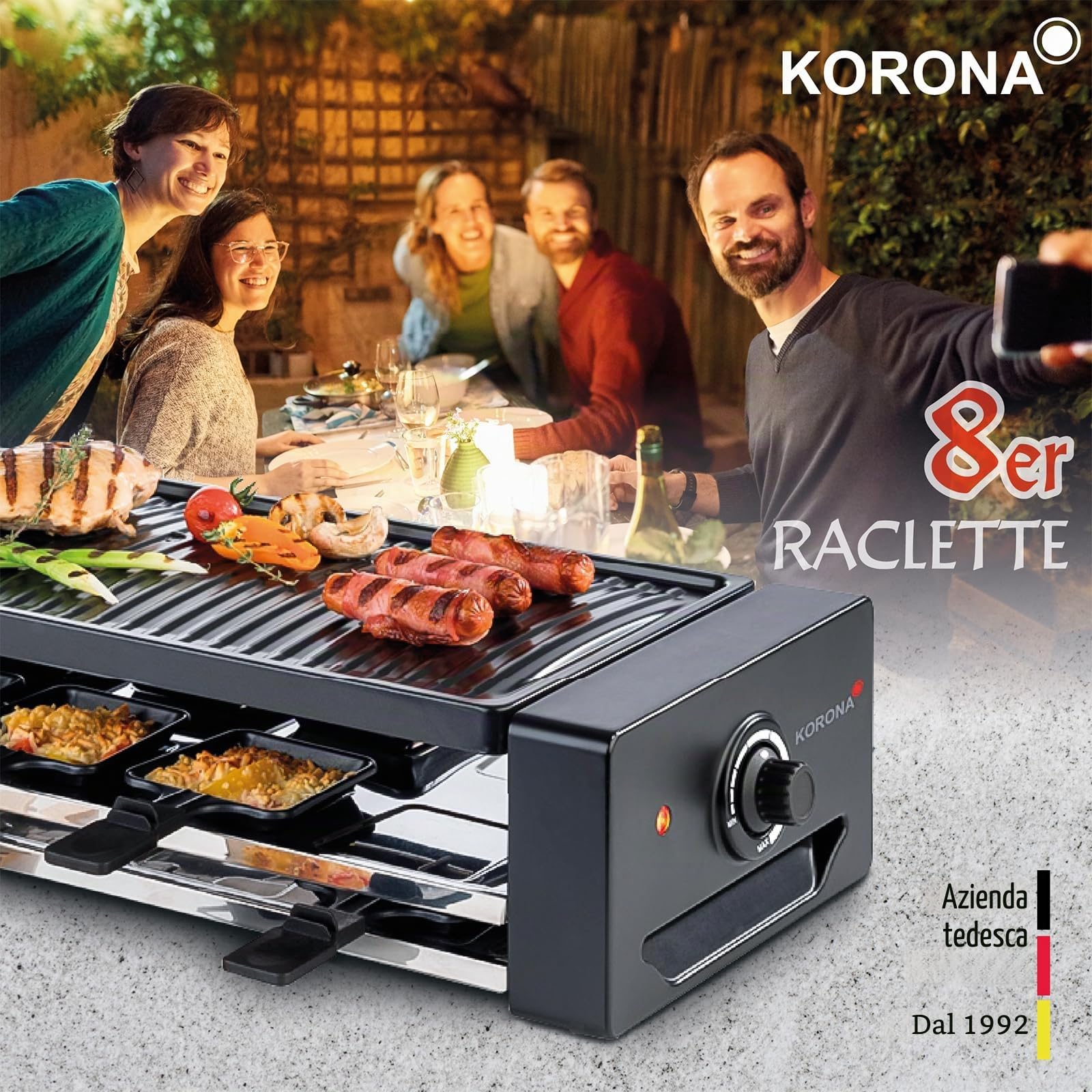 Korona 45070 Raclette 8 Persone 1300W antiaderente