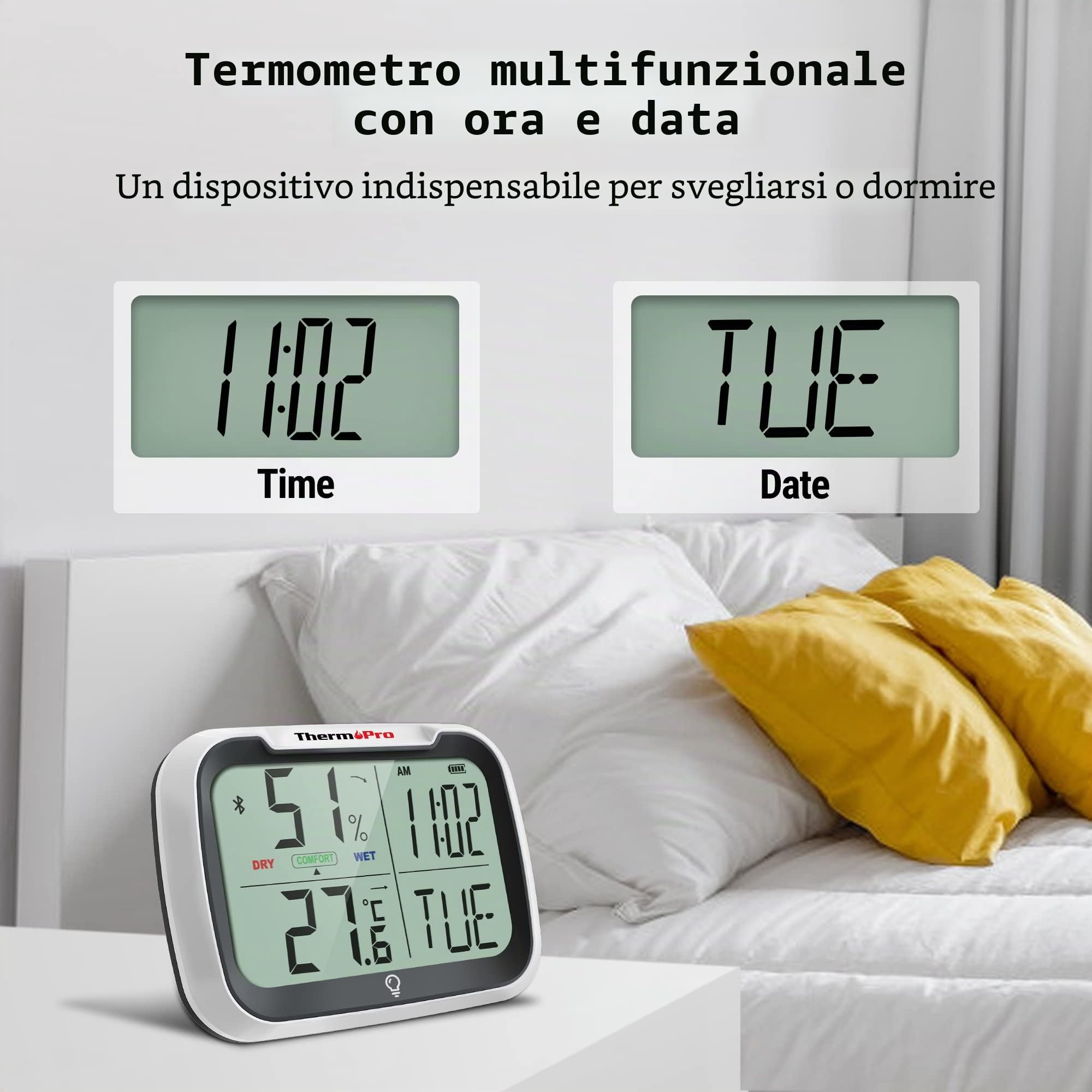 ThermoPro TP393 Termometro Ambiente Arancia Retroilluminato