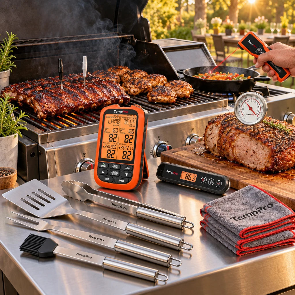 TempPro Smoke Sear Serve Kit termometro carne 4 pezzi + omaggi