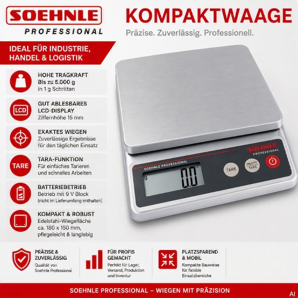 Soehnle Professional 9203 bilancia compatta 5 kg inox