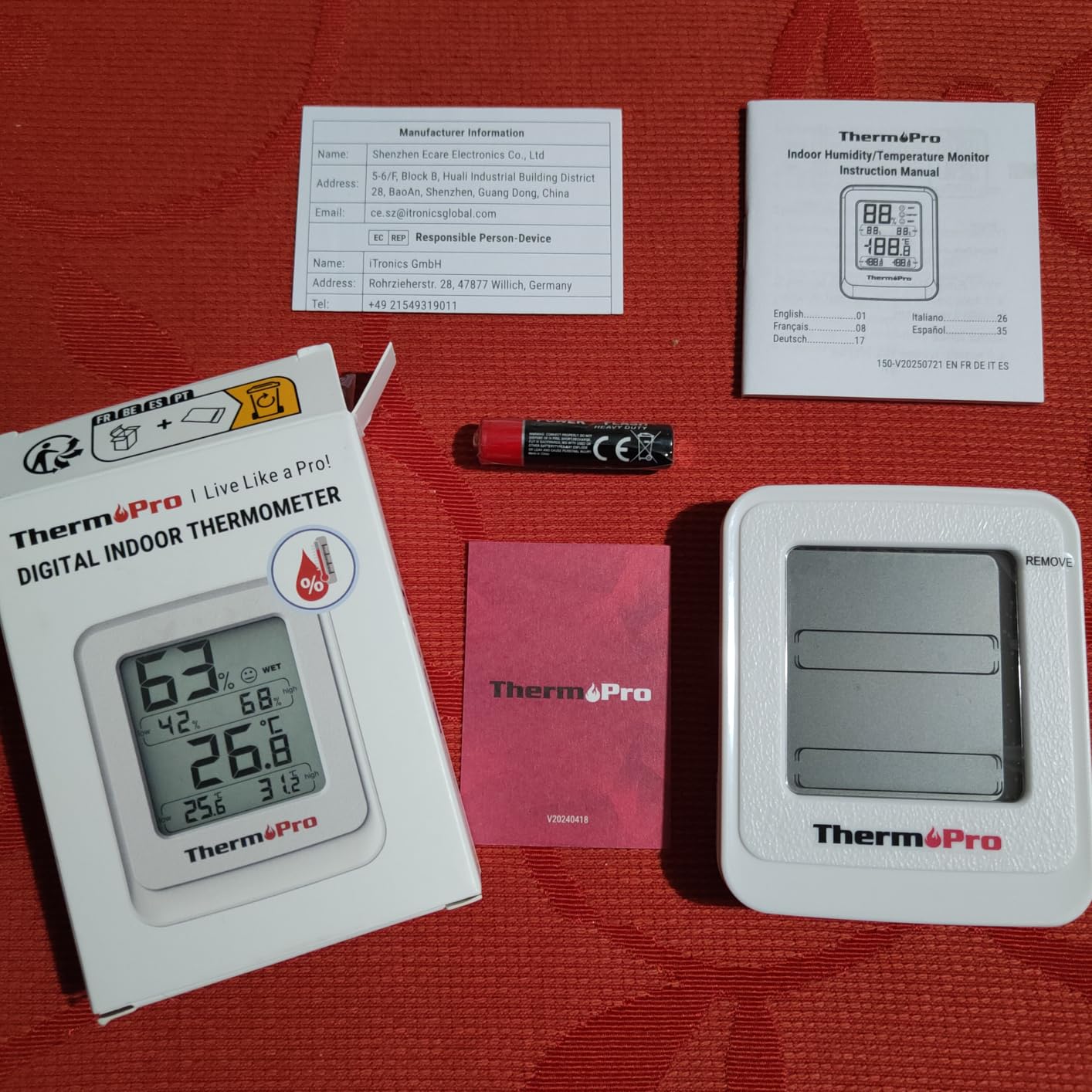 ThermoPro TP150 Termoigrometro Digitale 2 Pezzi