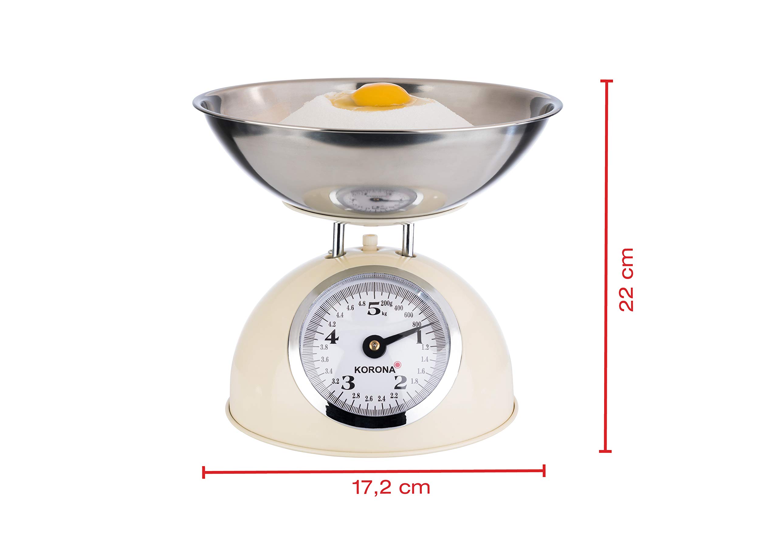 Korona Retro Bilancia Cucina Meccanica Crema 5 kg