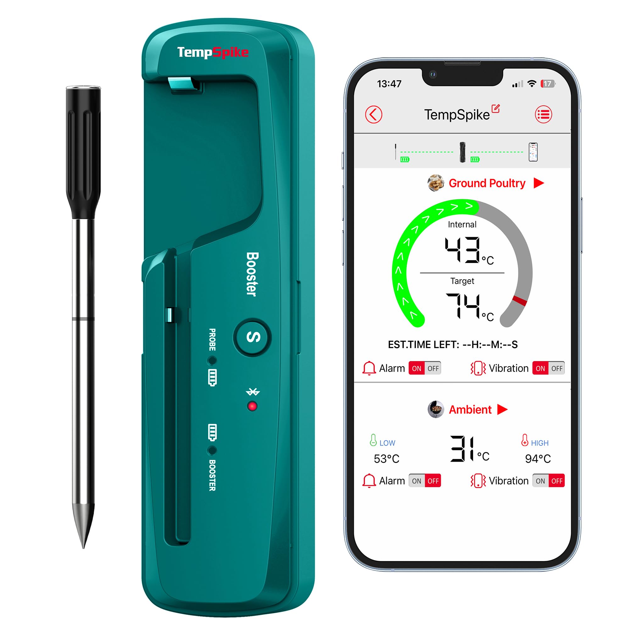 TempPro TempSpike TP961 Termometro Carne Wireless Nero BT