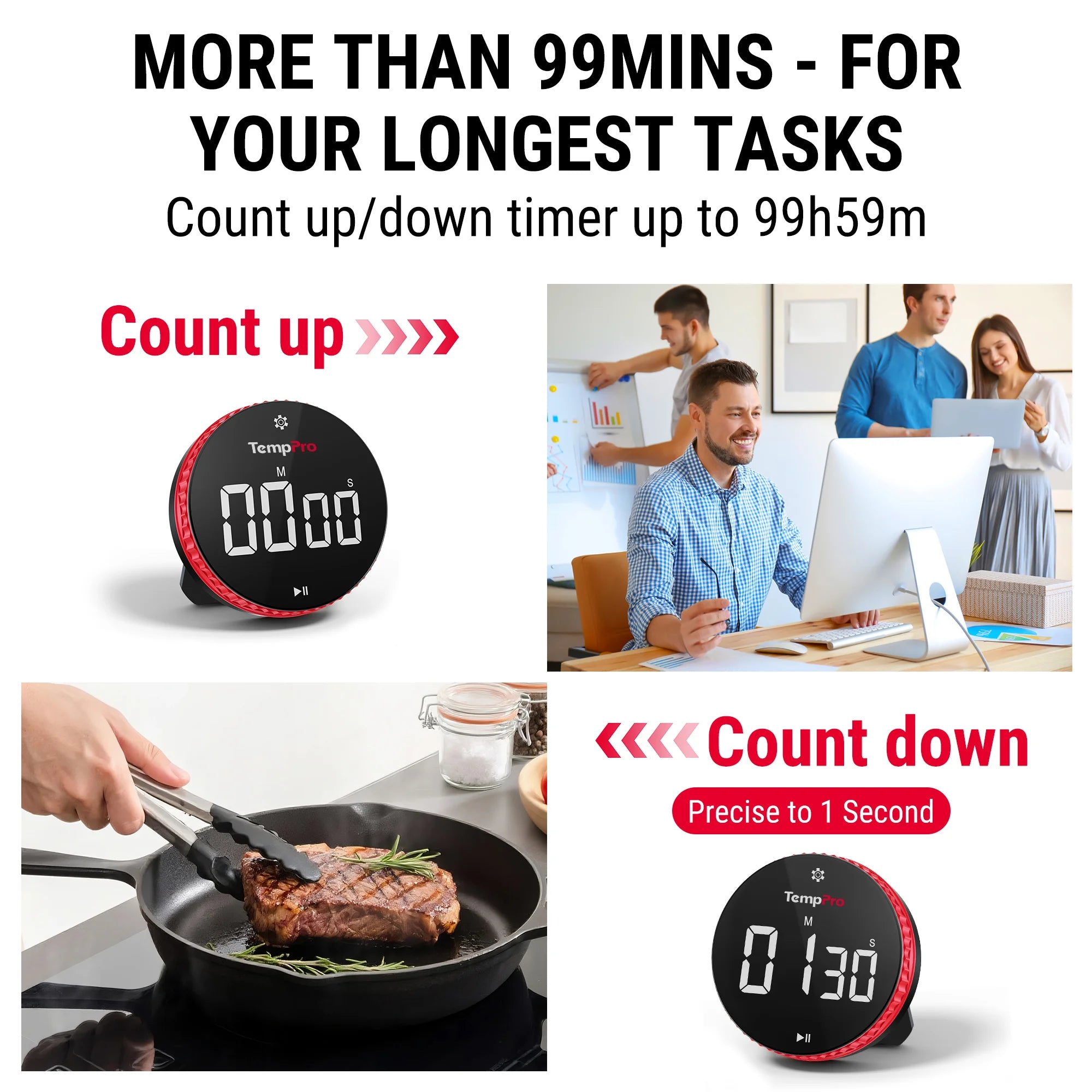 TempPro TM04 timer cucina digitale LED 99 ore con magnete
