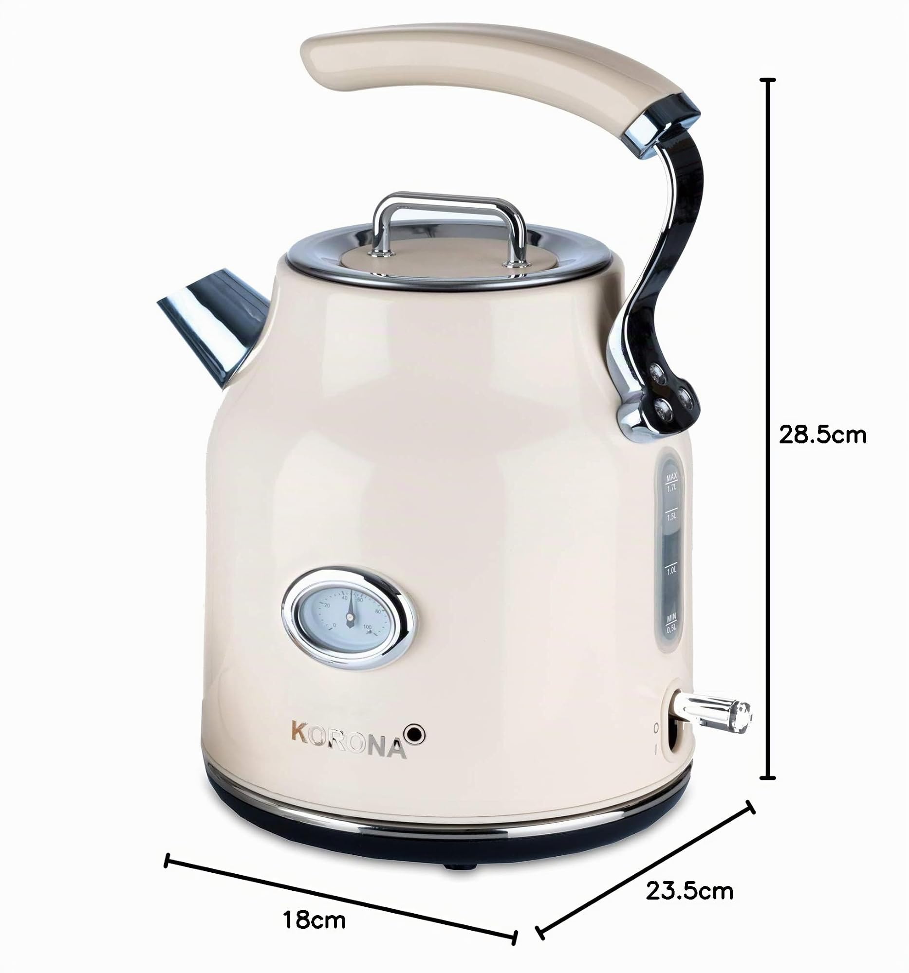 Korona 20666 Bollitore Elettrico Retrò Crema 1,7 L 2200W