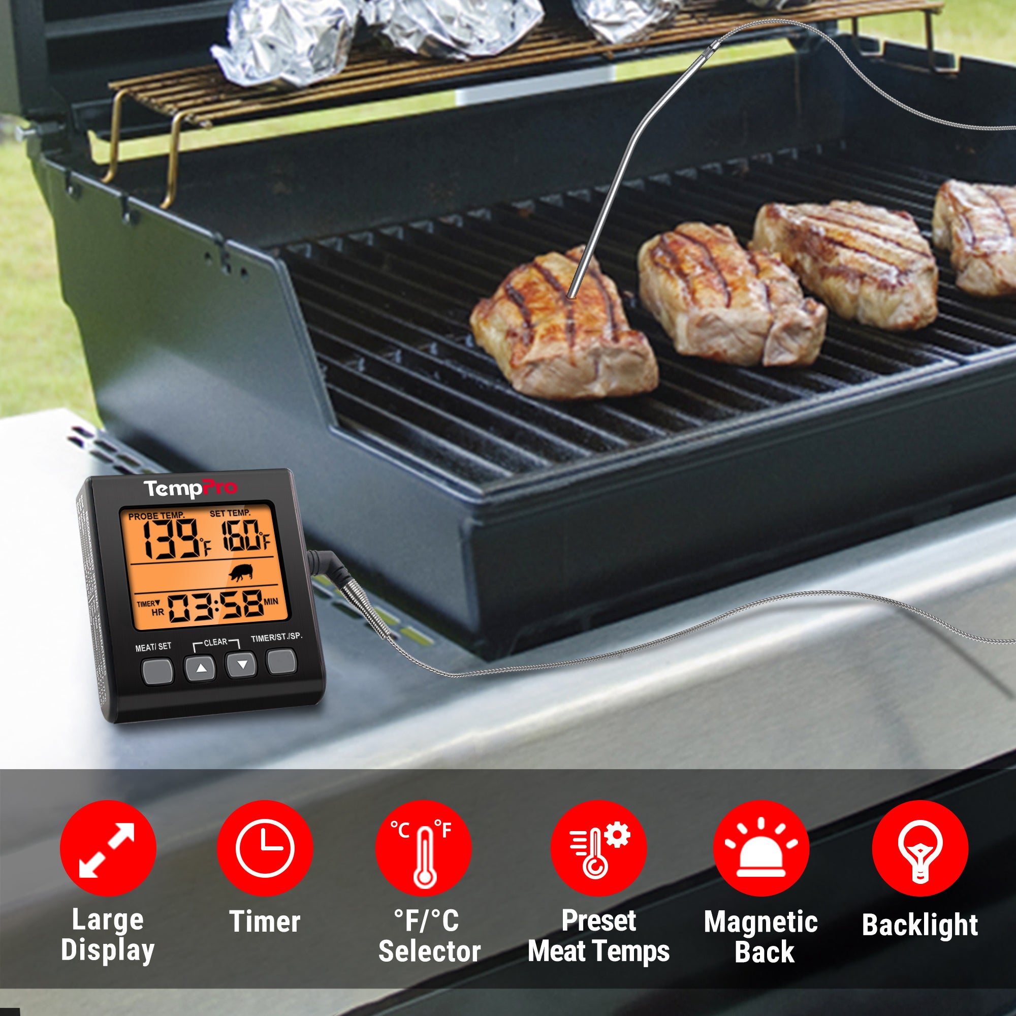 Temppro TP16SW termometro carne forno e timer