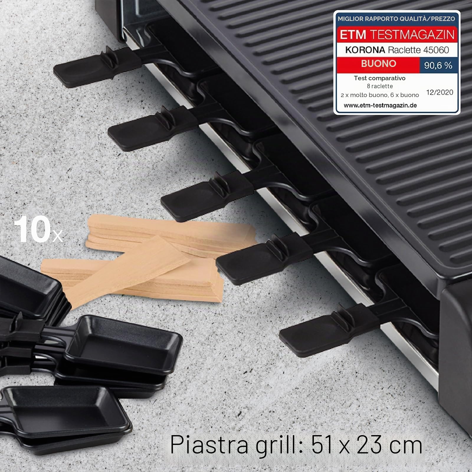 Korona 45060 Raclette 10 Persone 1500 W Antiaderente