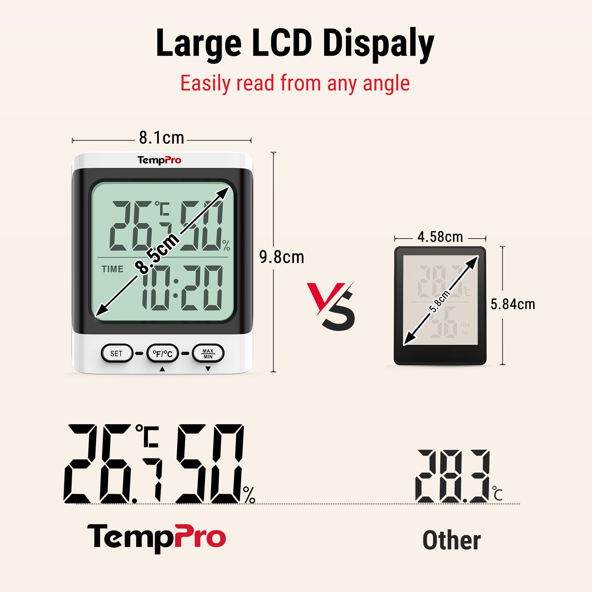 ThermoPro TP152 Termoigrometro Interno Orologio