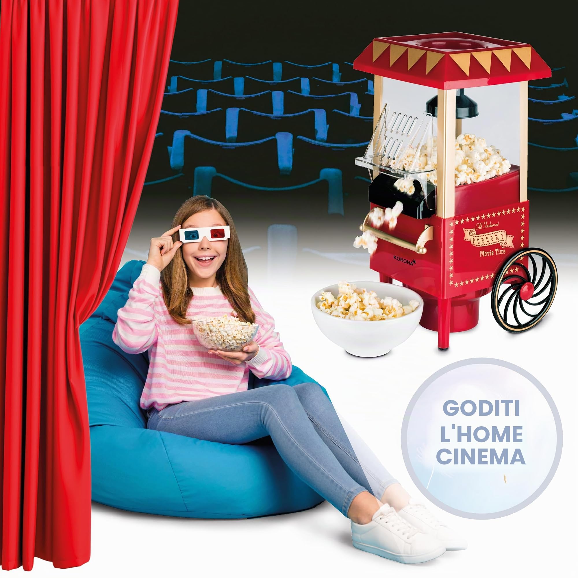 Korona 41100 macchina popcorn retrò ad aria calda