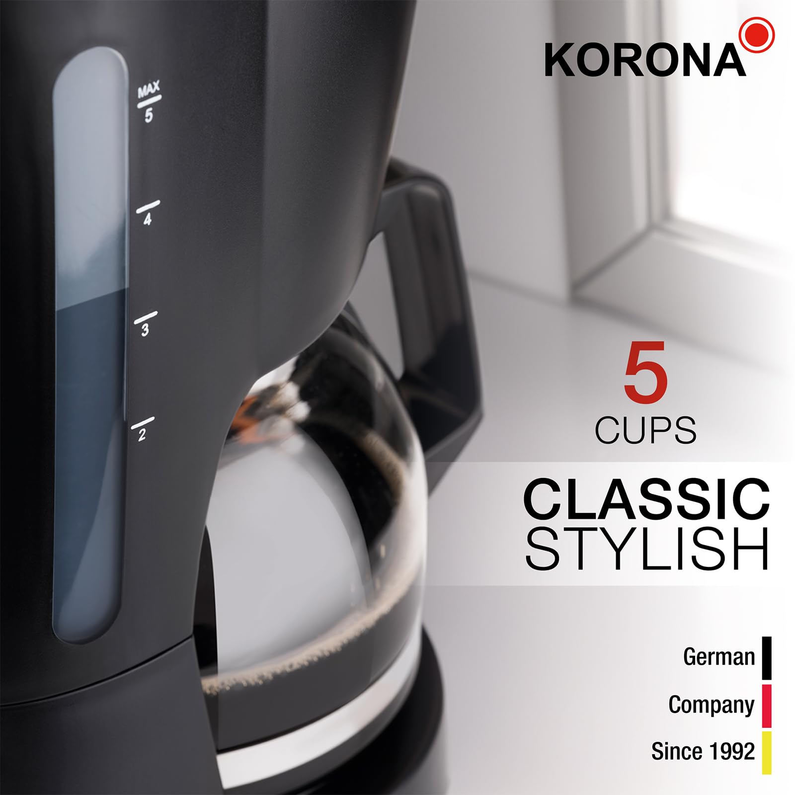 Korona 12011 Macchina Caffè Filtro Nero 5 Tazze 600W